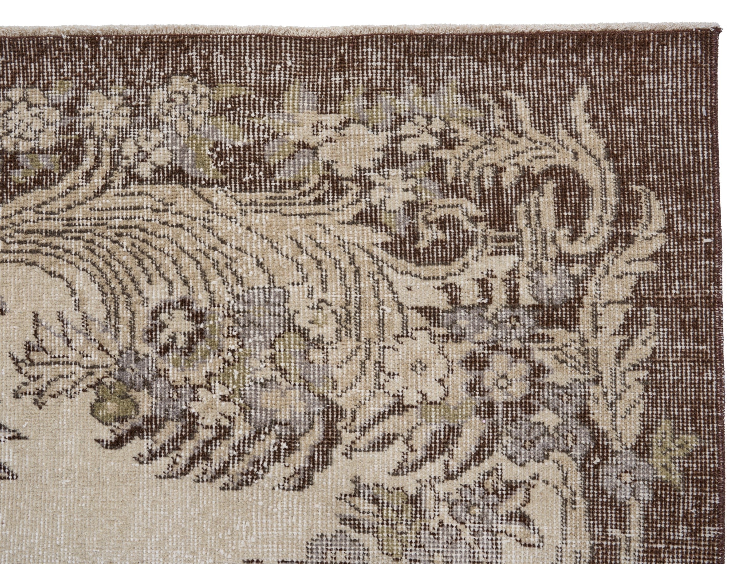 Turkish Isparta area rug in ivory and taupe, view 8 of 10