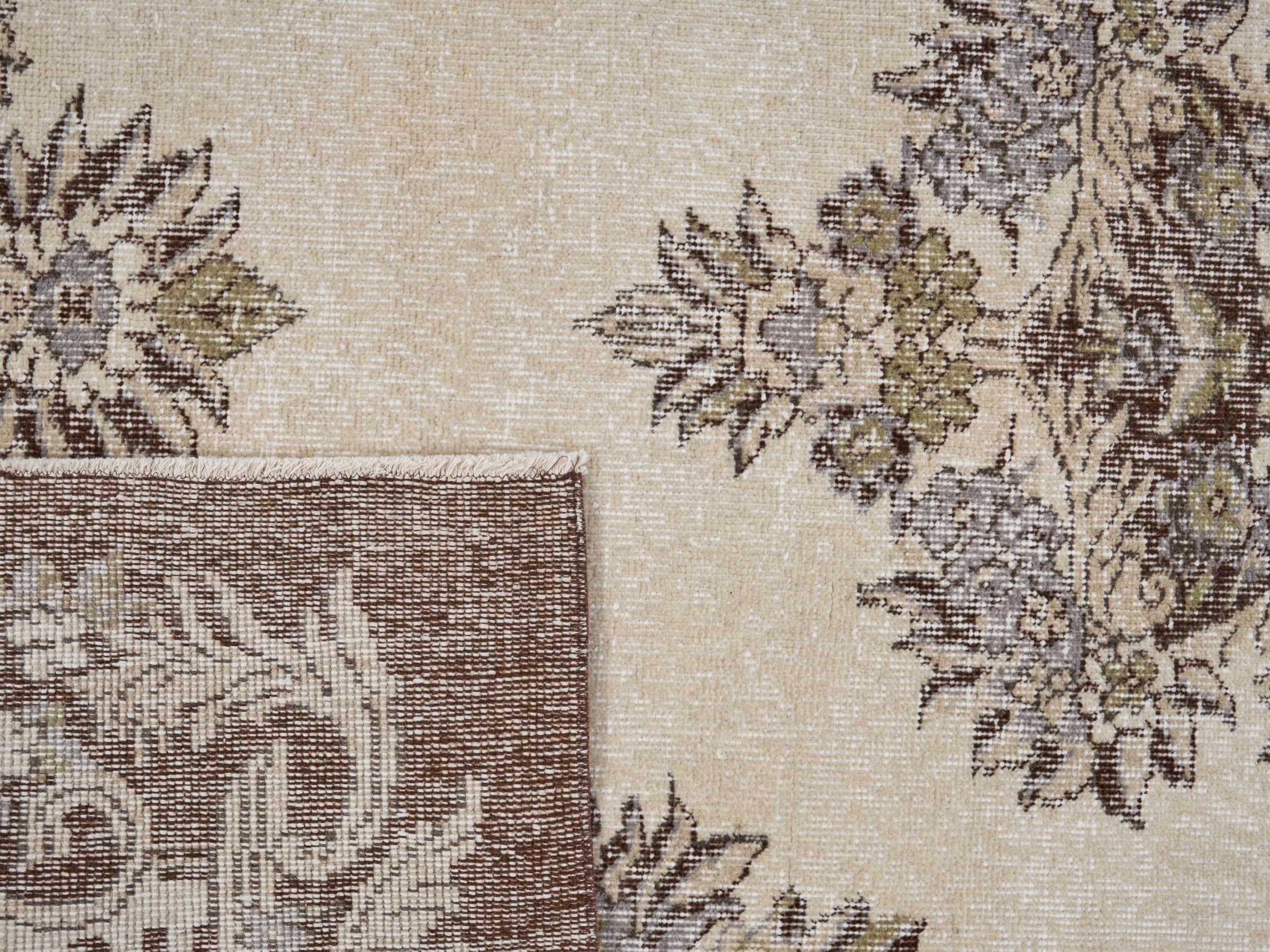 Turkish Isparta area rug in ivory and taupe, view 10 of 10