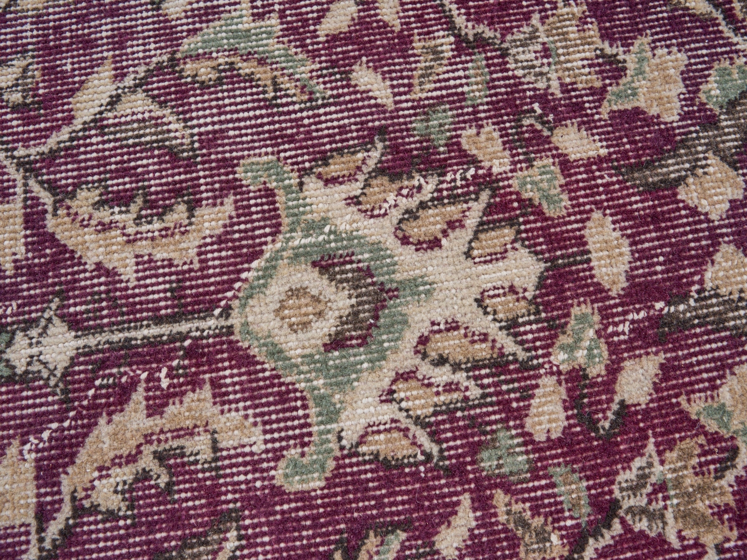 Turkish Isparta area rug in burgundy and cream, view 7 of 10