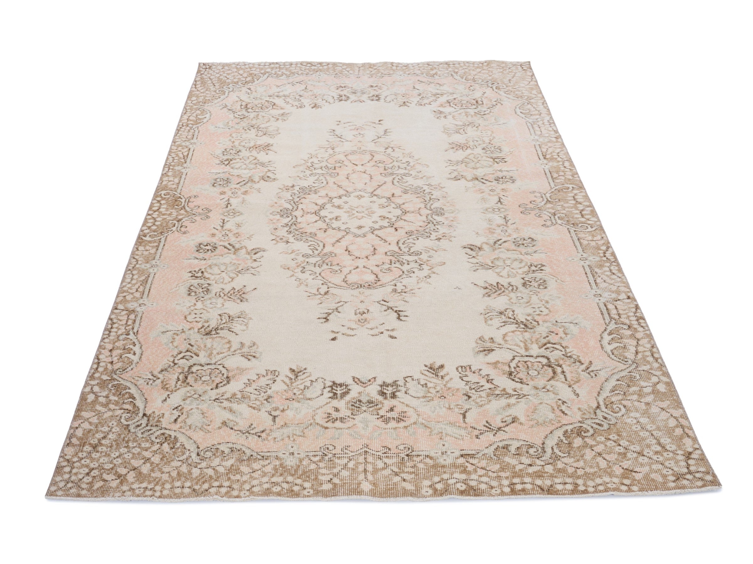 Turkish Isparta area rug in cream and taupe, view 2 of 10