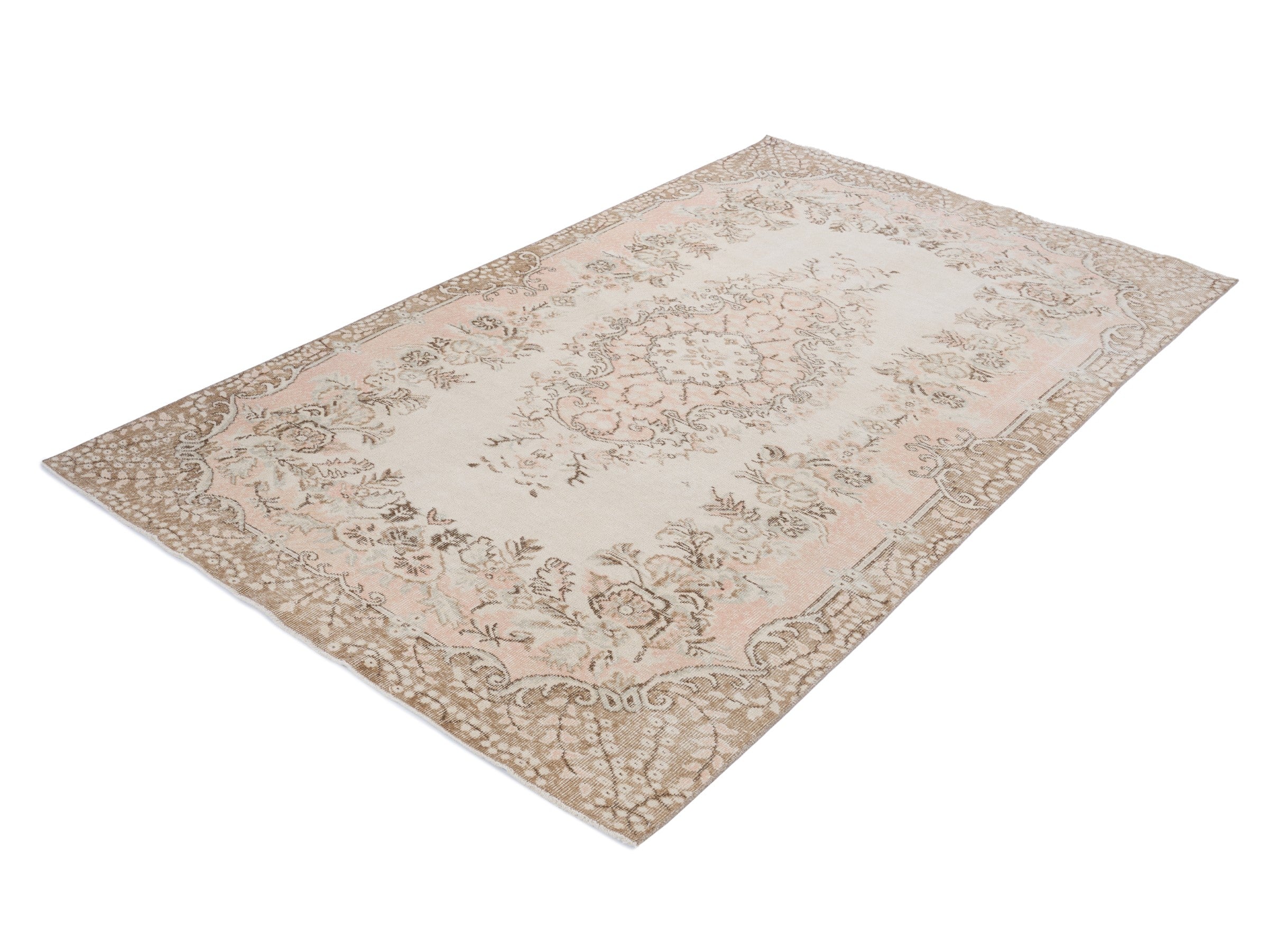 Turkish Isparta area rug in cream and taupe, view 3 of 10