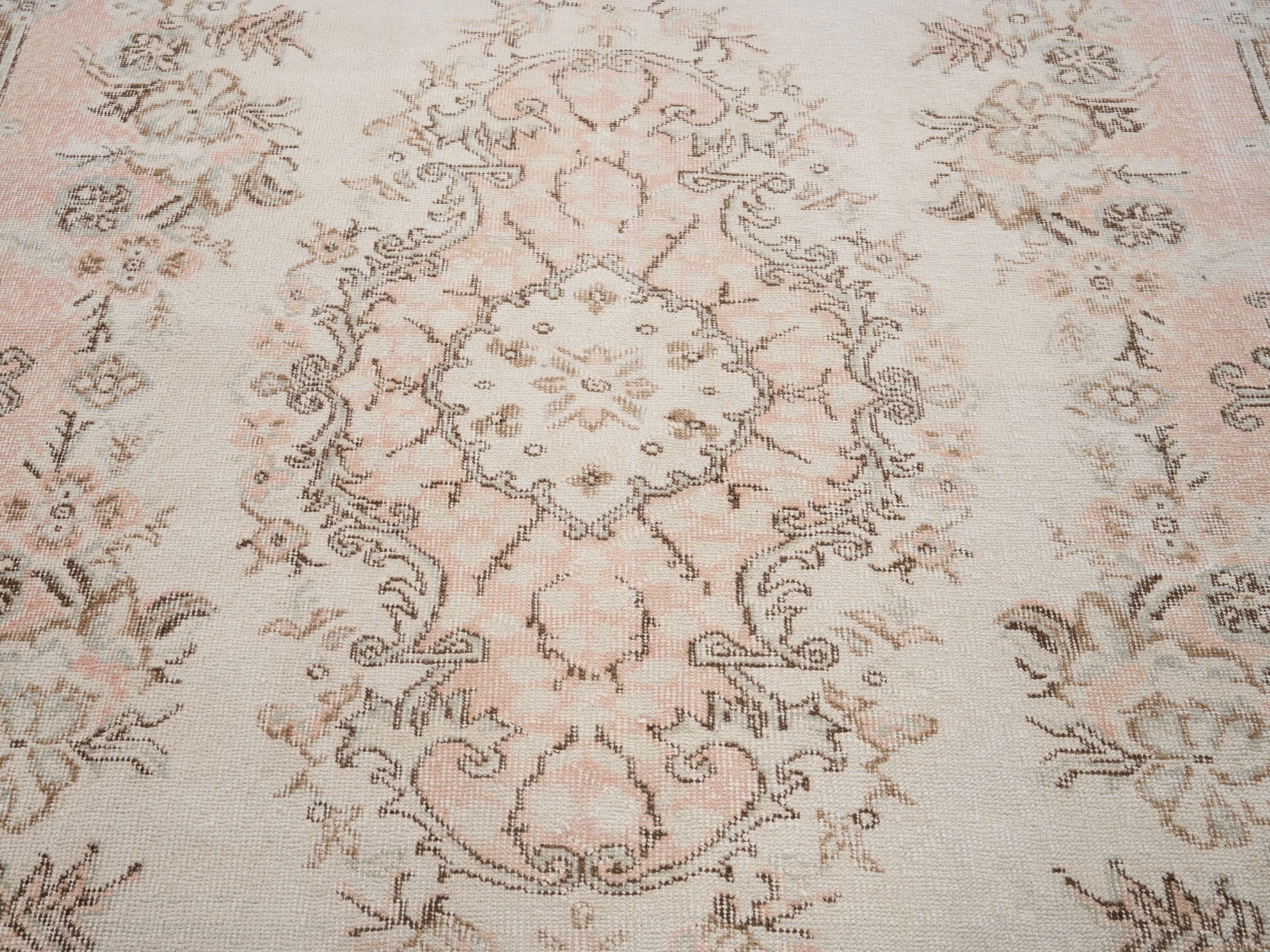 Turkish Isparta area rug in cream and taupe, view 4 of 10