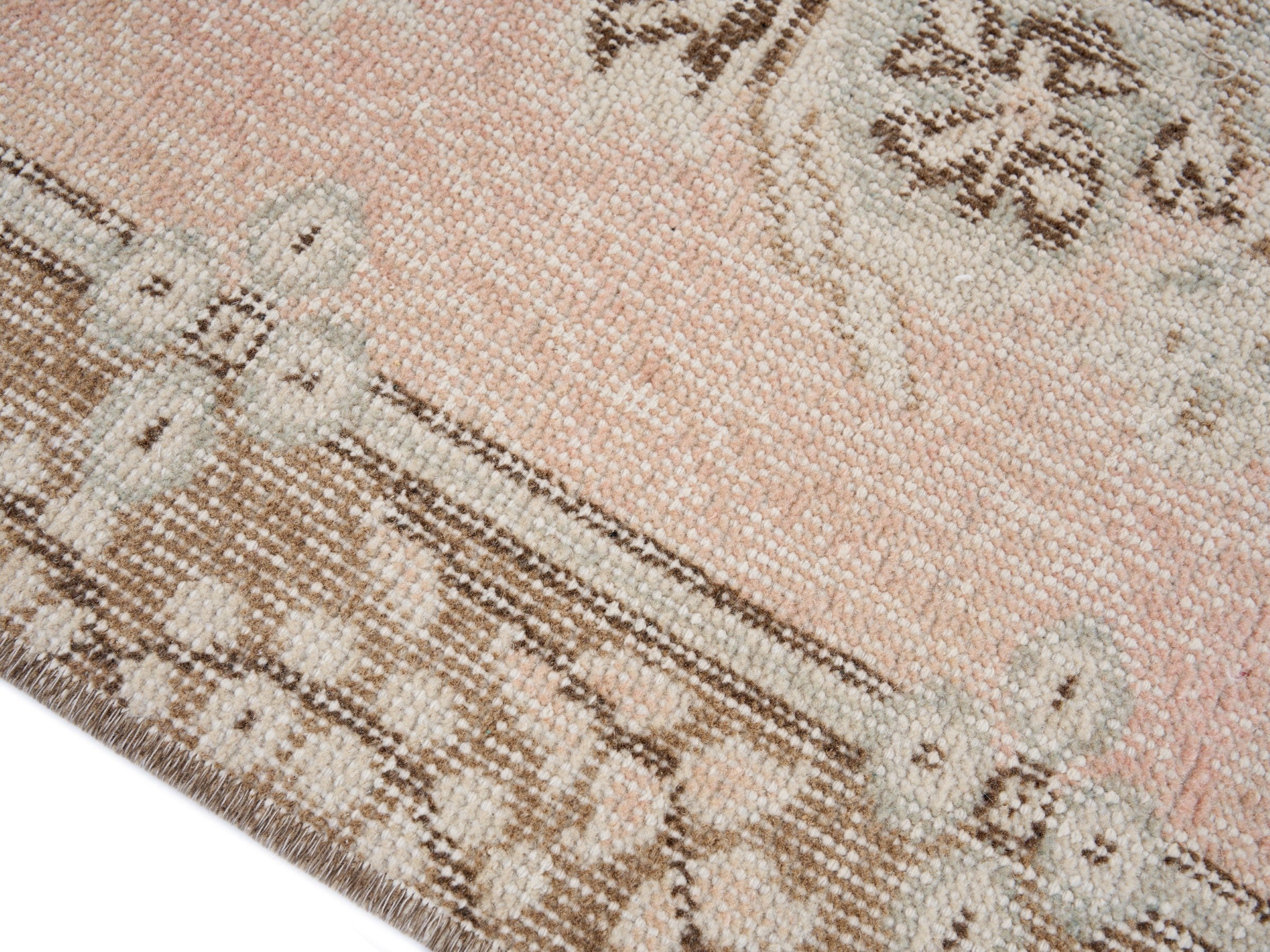 Turkish Isparta area rug in cream and taupe, view 6 of 10