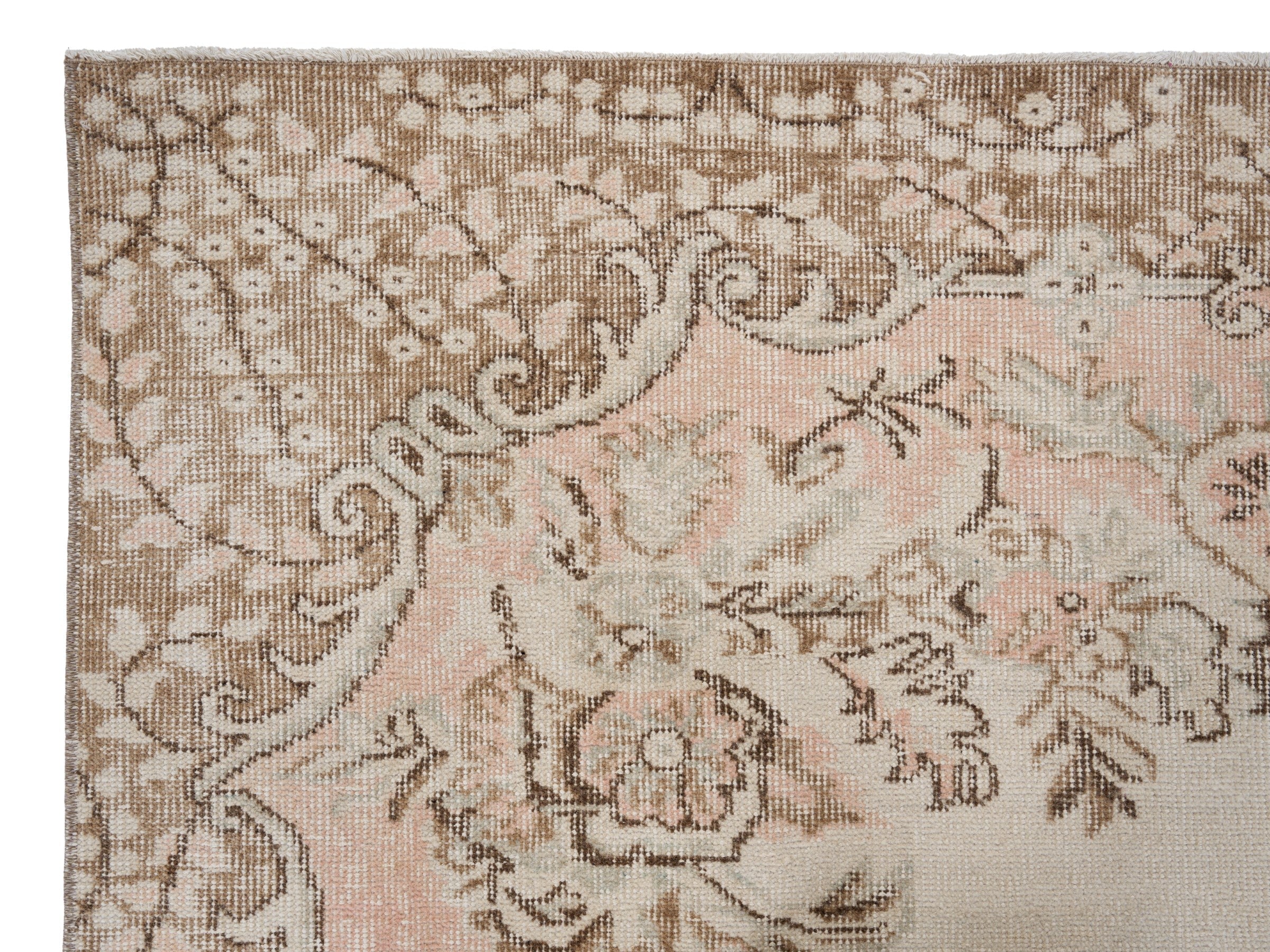 Turkish Isparta area rug in cream and taupe, view 8 of 10