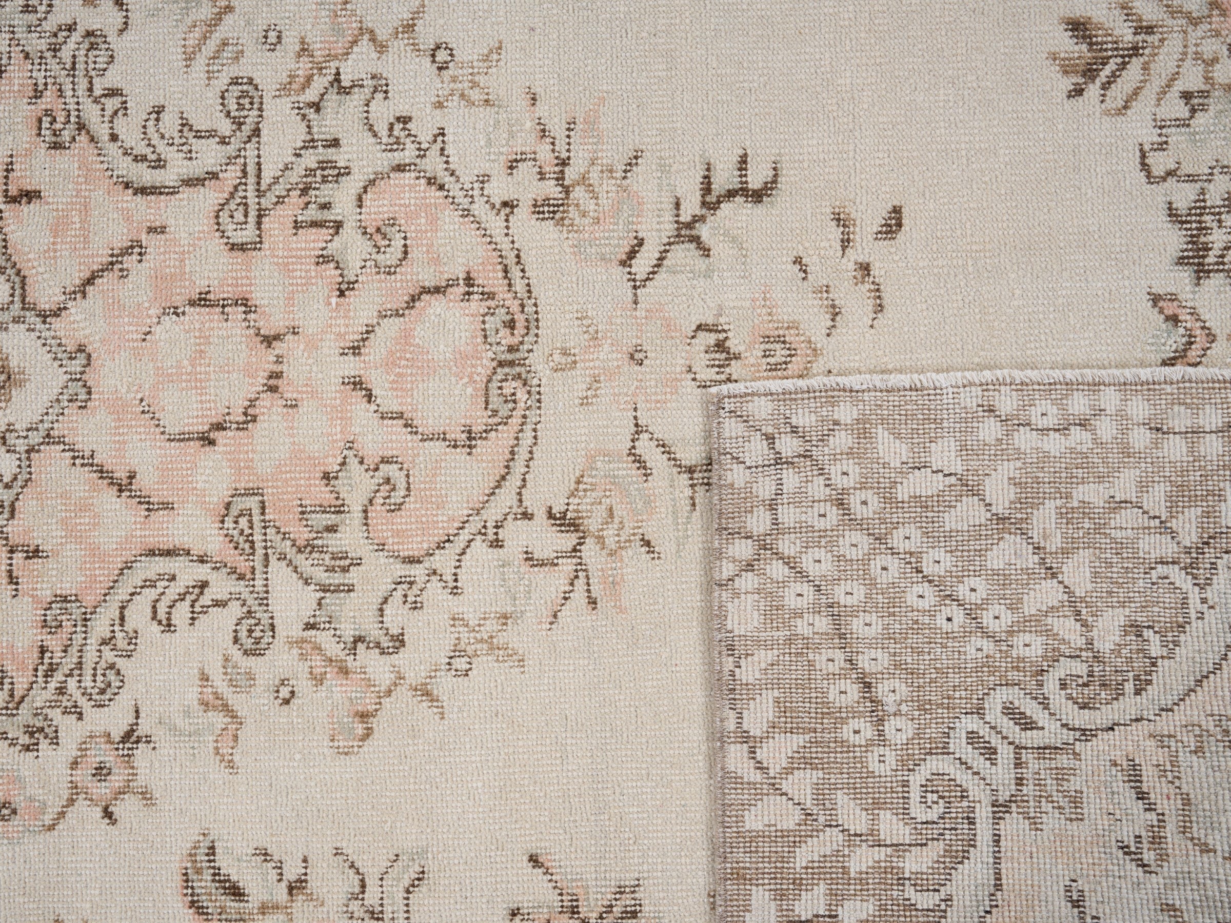 Turkish Isparta area rug in cream and taupe, view 10 of 10
