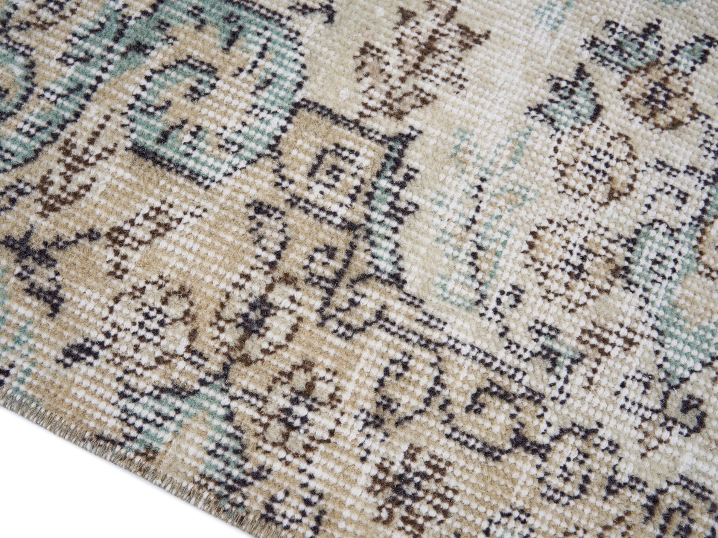 Turkish Isparta area rug in celadon and smoke, view 6 of 10