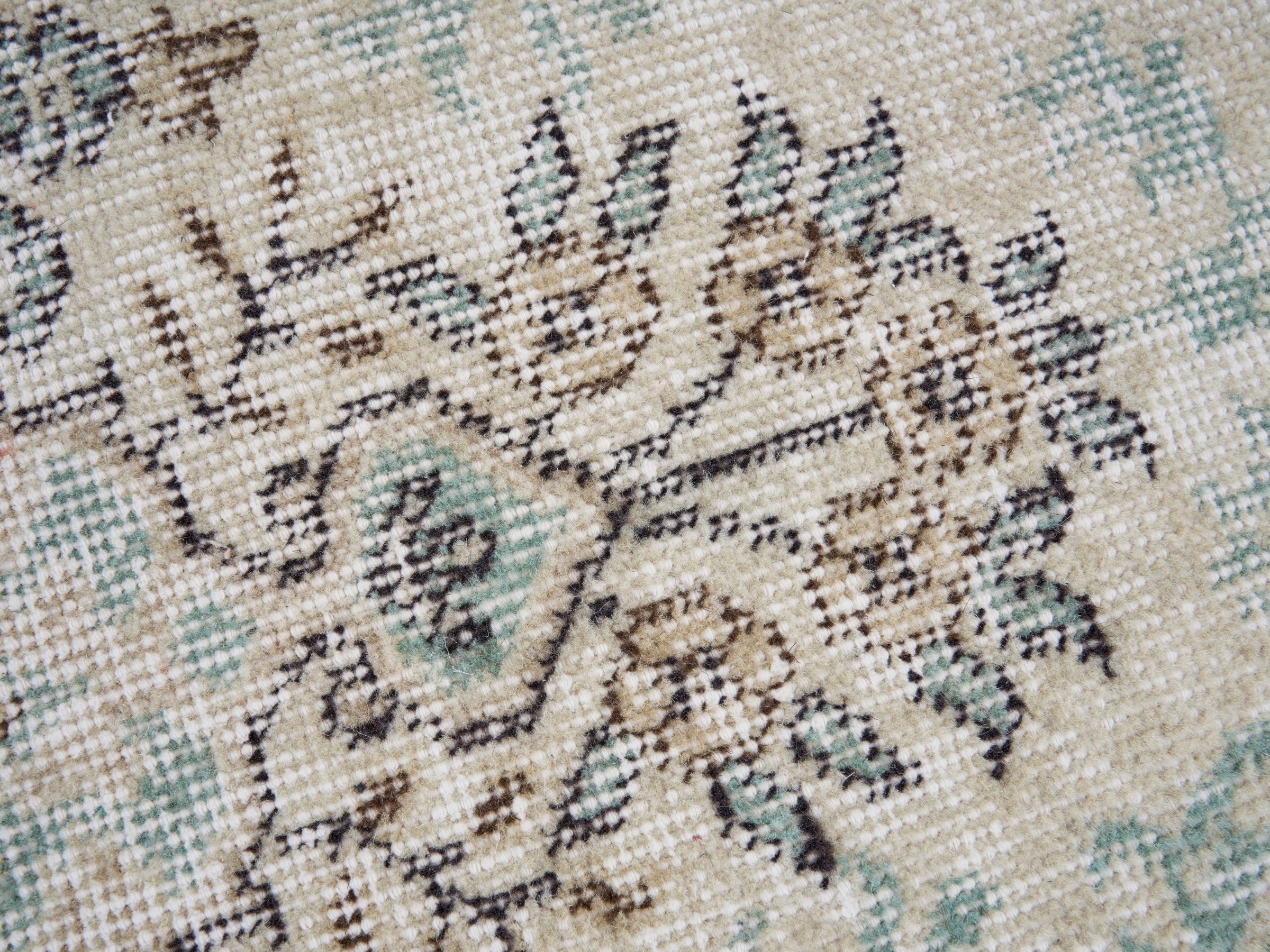 Turkish Isparta area rug in celadon and smoke, view 7 of 10