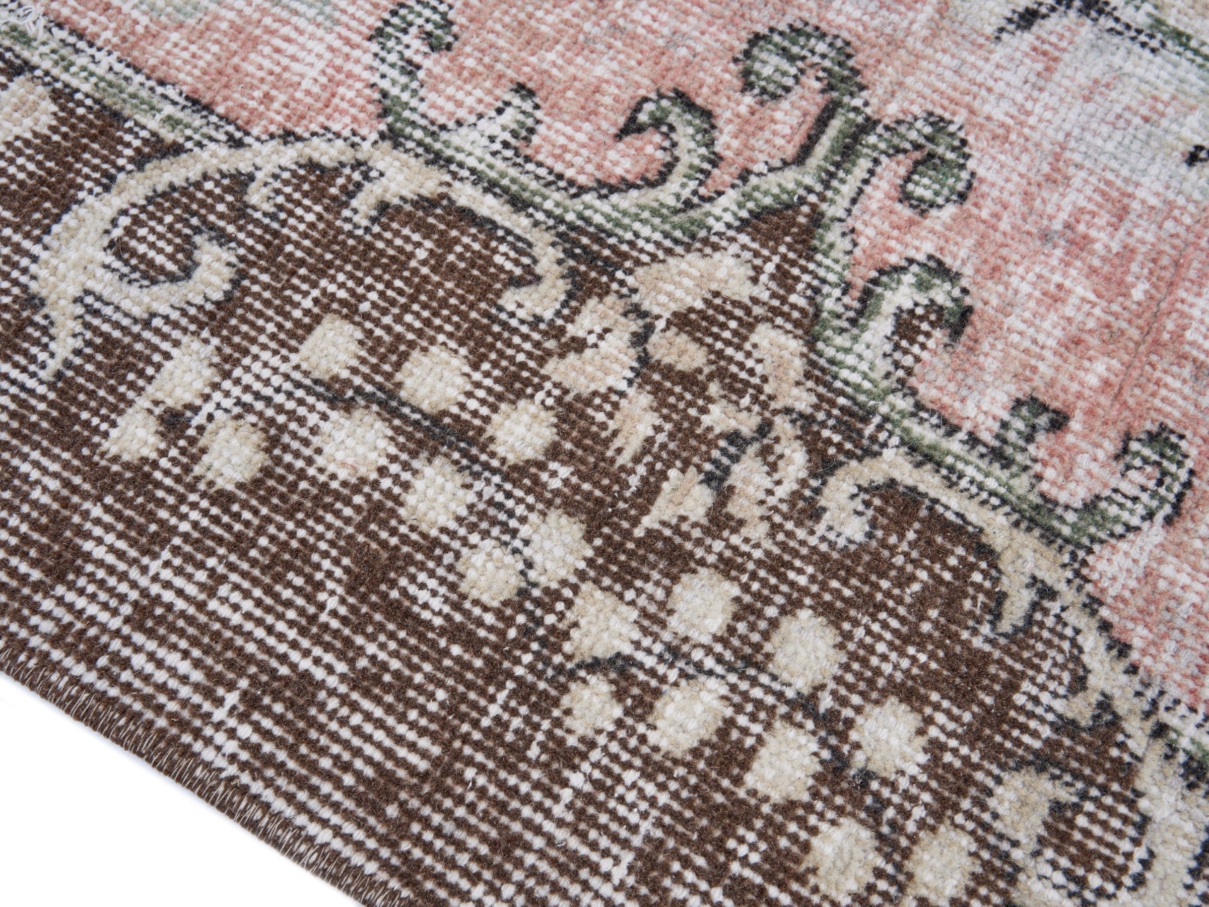Turkish Isparta area rug in cream and muted pink, view 6 of 10