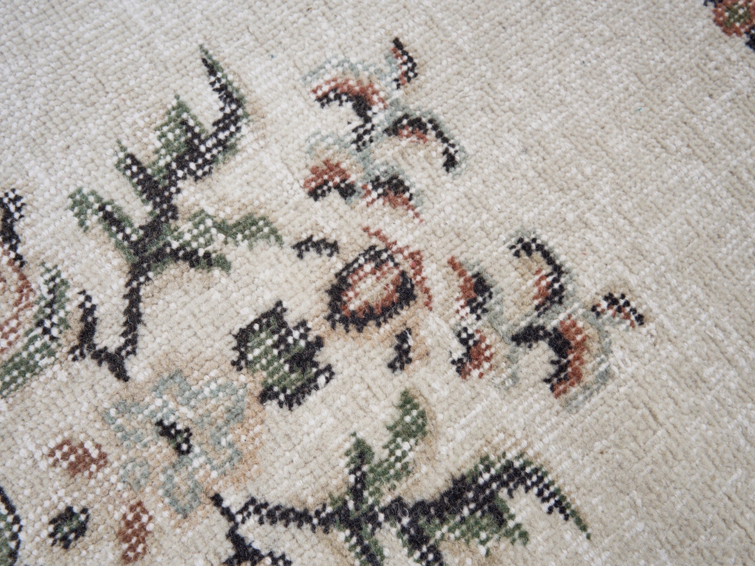 Turkish Isparta area rug in cream and muted pink, view 7 of 10