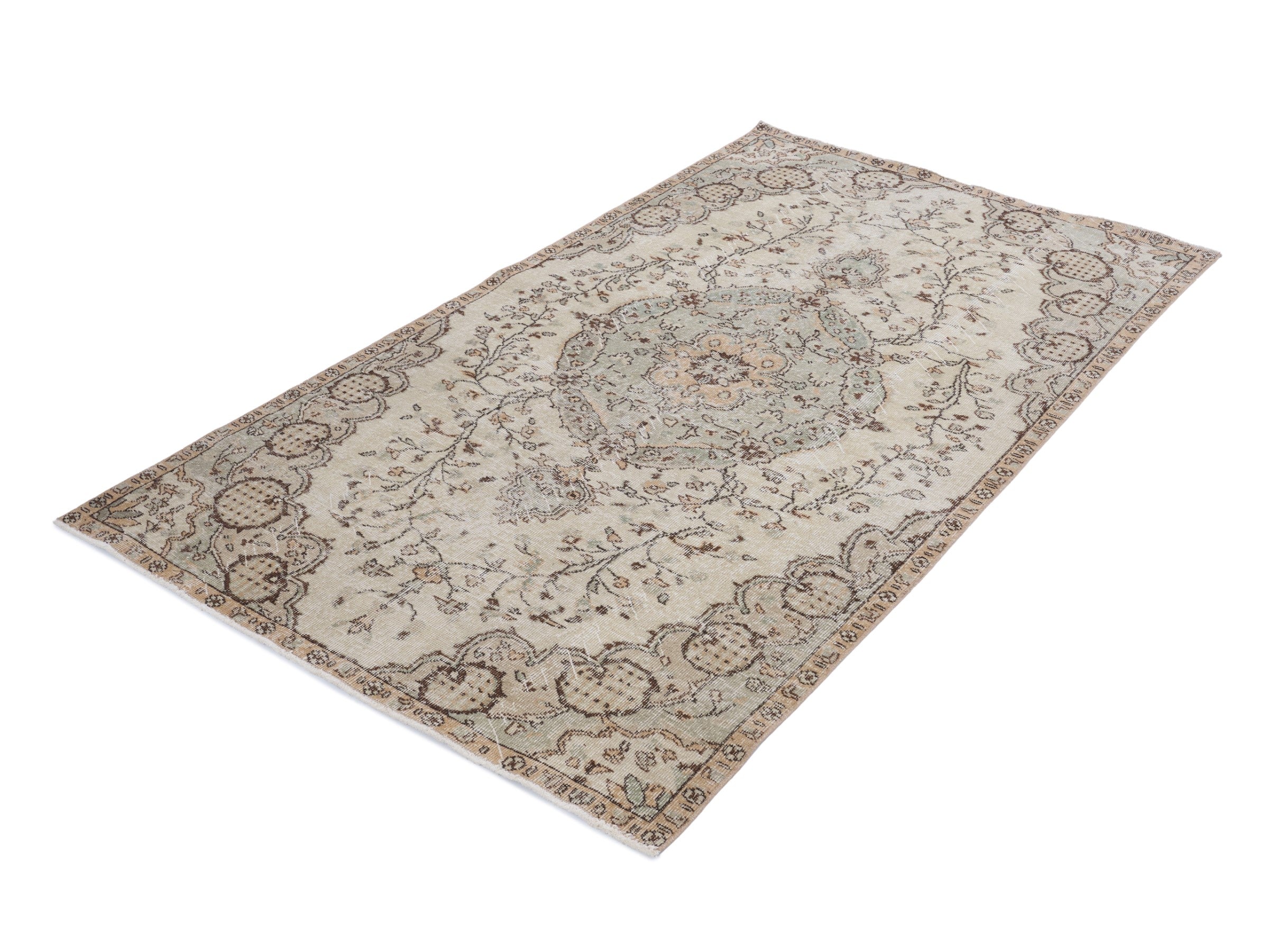 Turkish Isparta area rug in cream and taupe, view 3 of 10