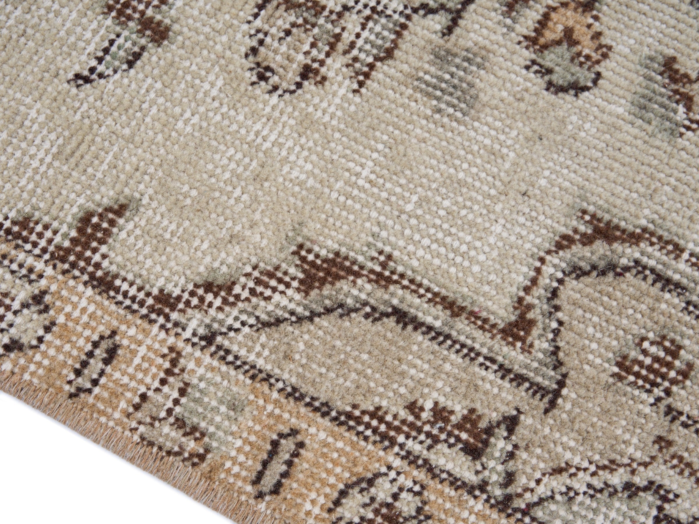 Turkish Isparta area rug in cream and taupe, view 6 of 10