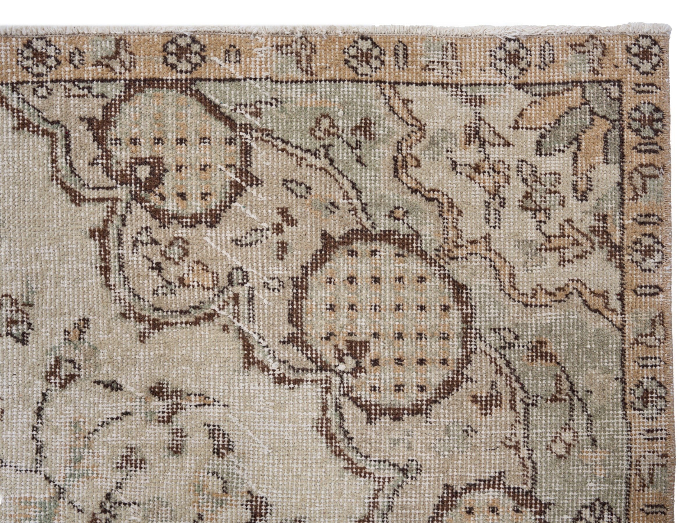 Turkish Isparta area rug in cream and taupe, view 8 of 10