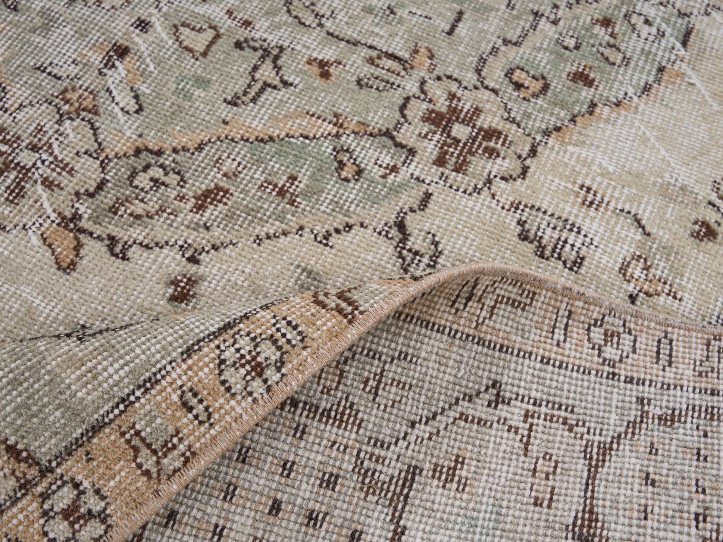 Turkish Isparta area rug in cream and taupe, view 9 of 10