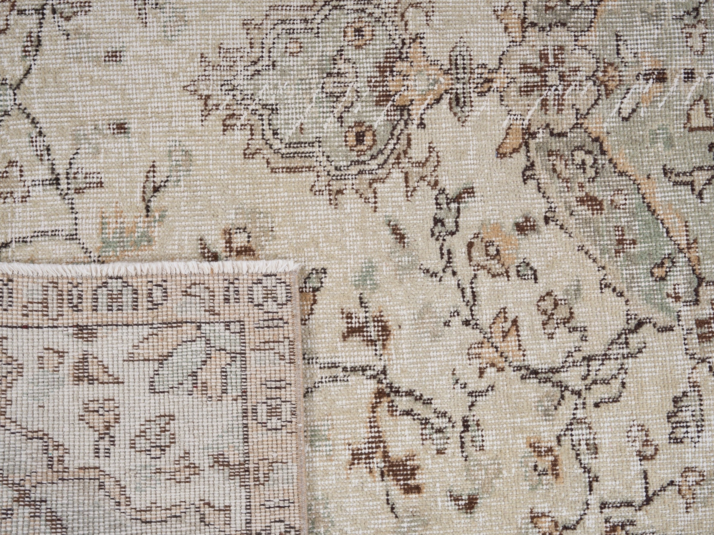 Turkish Isparta area rug in cream and taupe, view 10 of 10