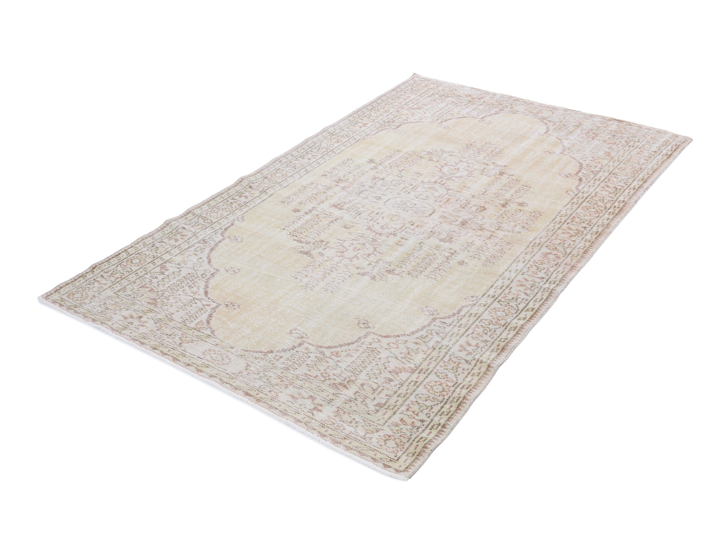 Turkish Manisa area rug in cream and muted pink, view 3 of 10