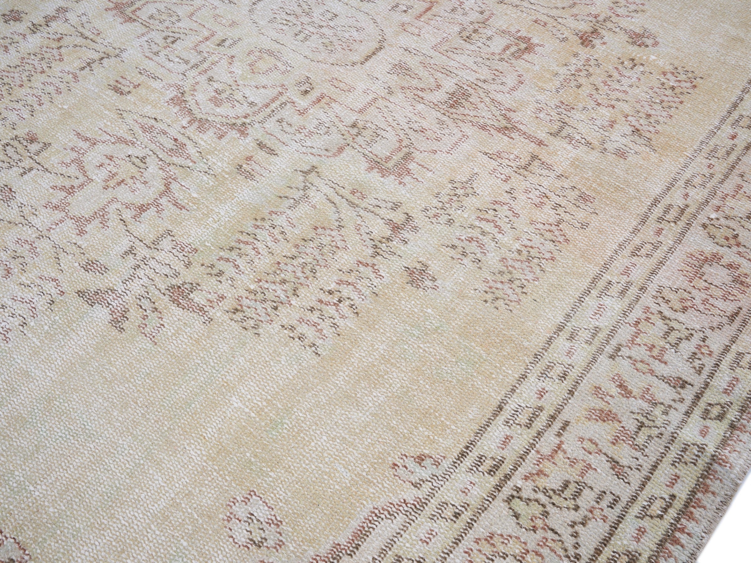 Turkish Manisa area rug in cream and muted pink, view 5 of 10