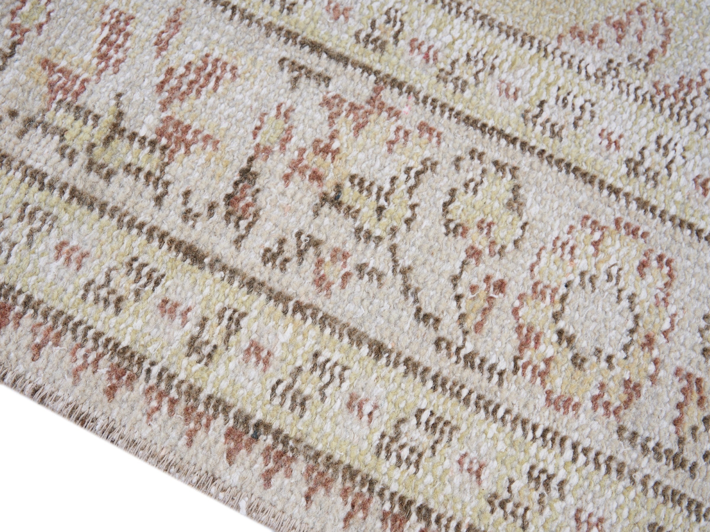 Turkish Manisa area rug in cream and muted pink, view 6 of 10