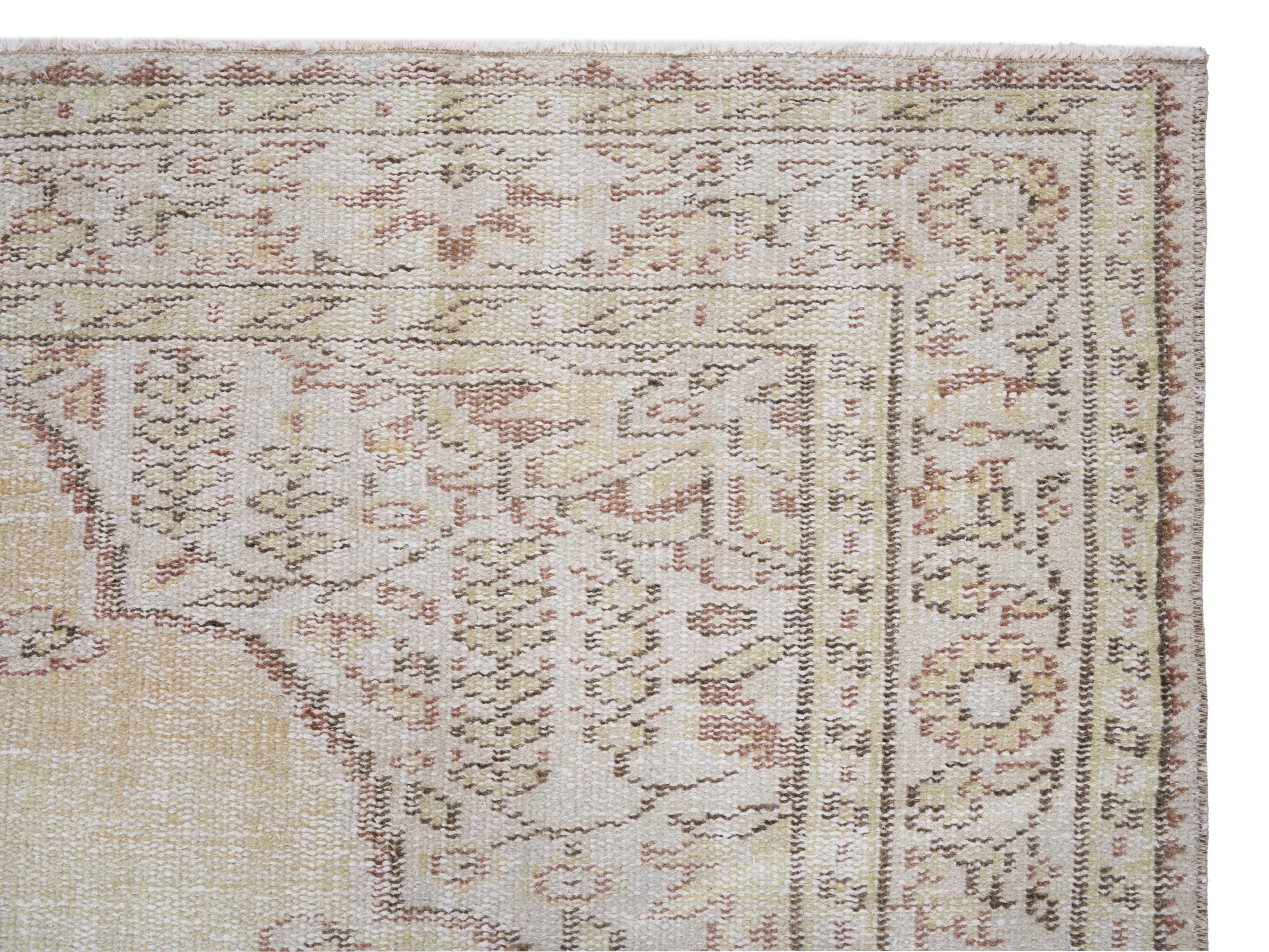 Turkish Manisa area rug in cream and muted pink, view 8 of 10