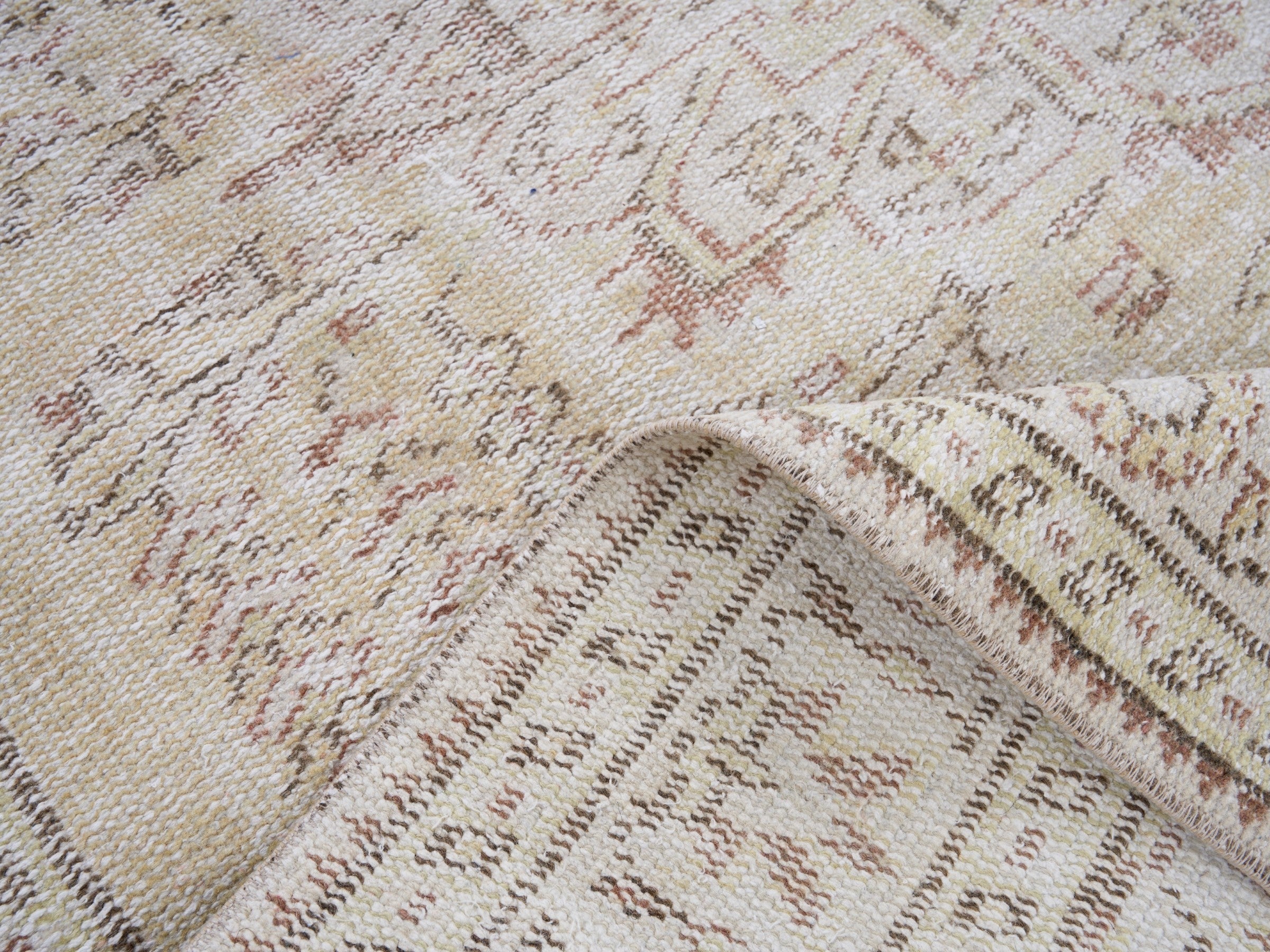 Turkish Manisa area rug in cream and muted pink, view 9 of 10