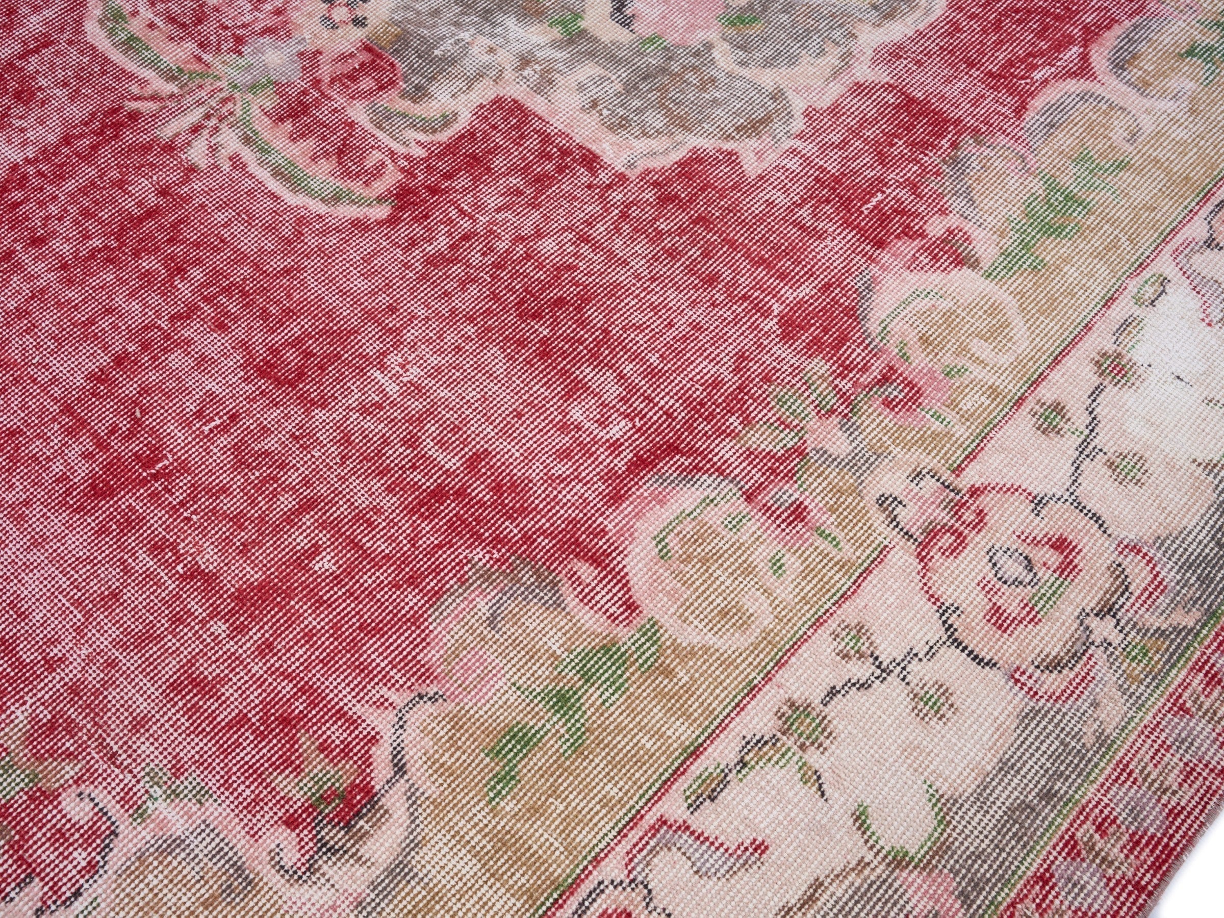 Turkish Manisa area rug in faded red and muted pink, view 5 of 10