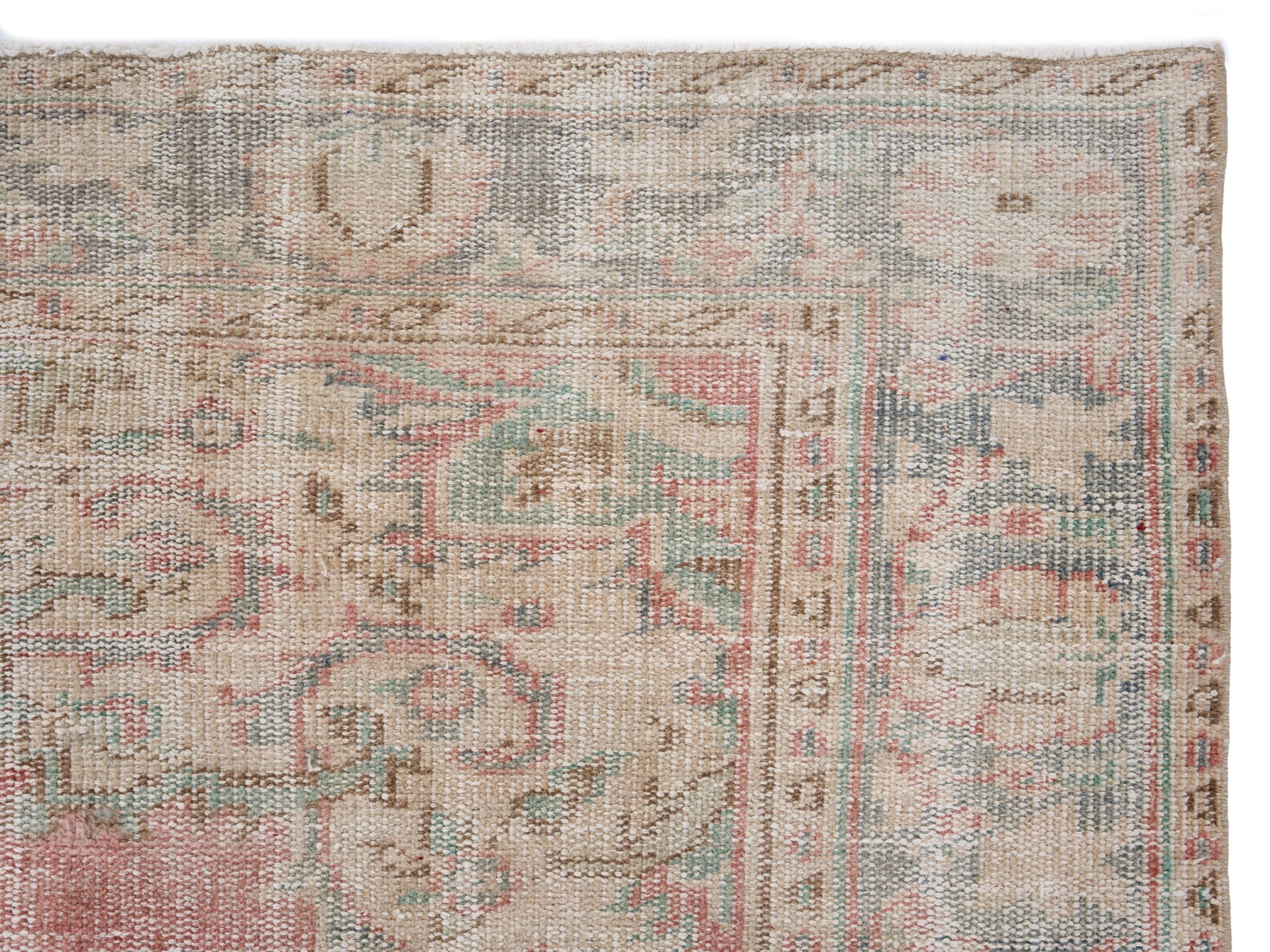 Turkish Manisa area rug in muted pink and rose, view 8 of 10