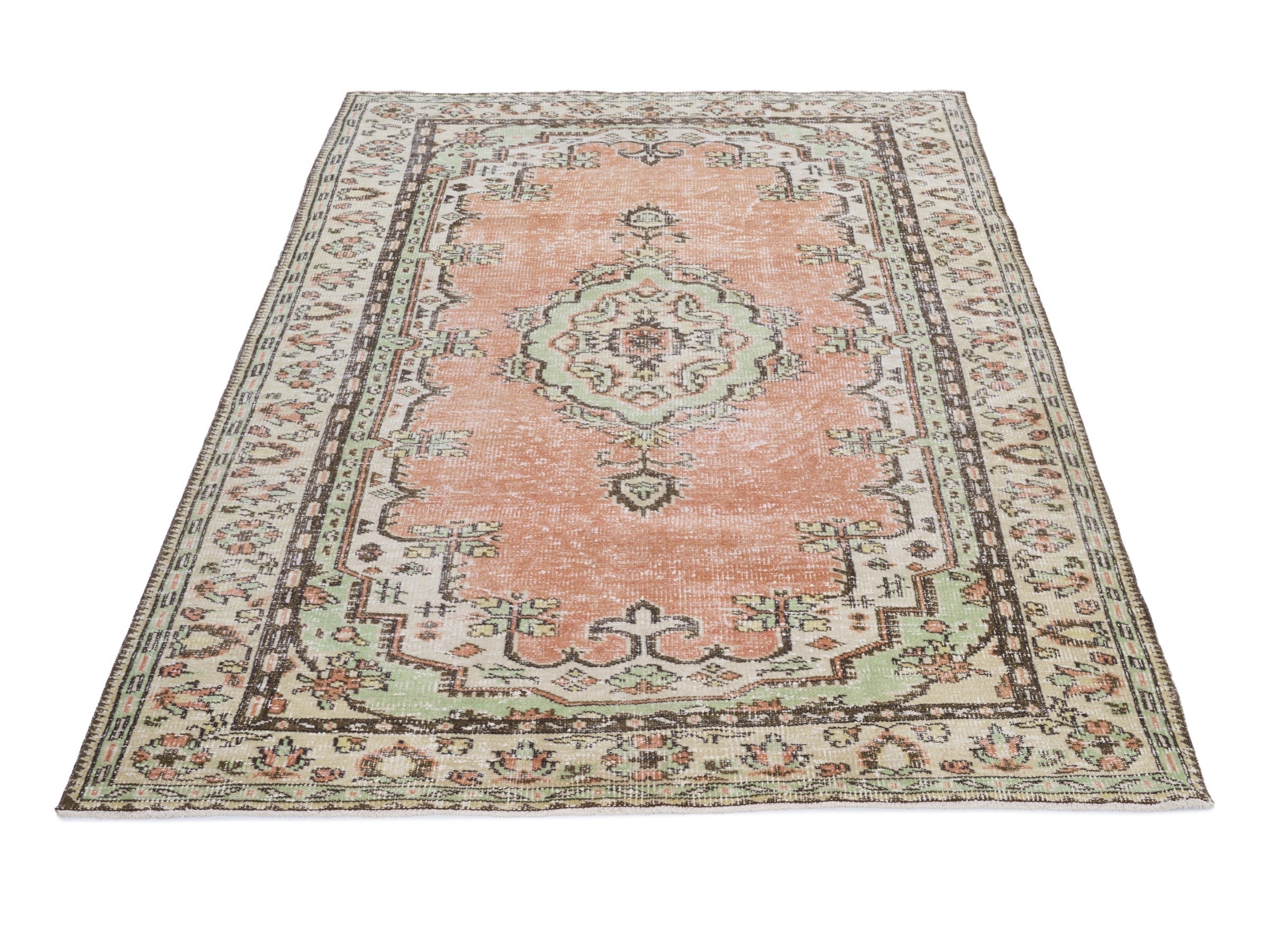 Turkish Manisa area rug in terracotta and cream, view 2 of 10