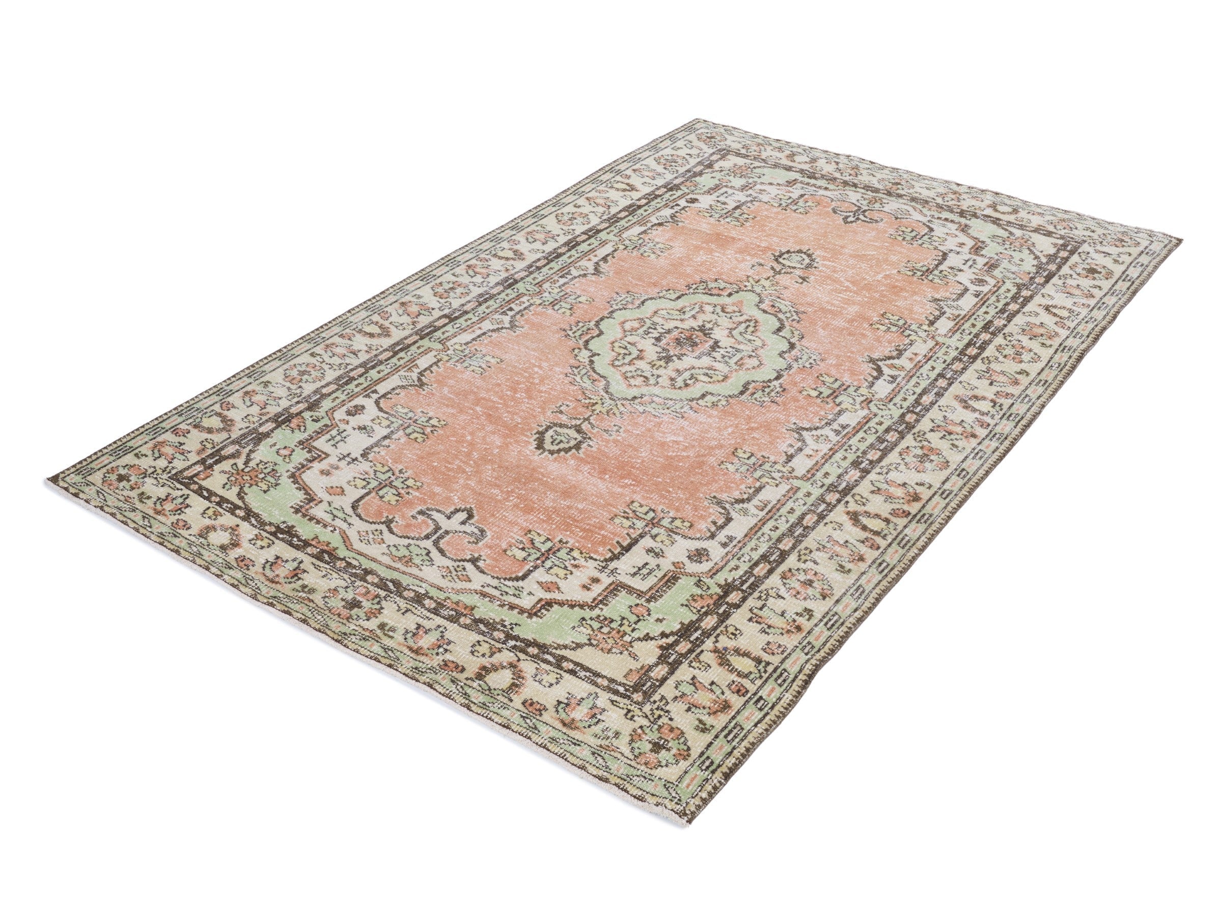 Turkish Manisa area rug in terracotta and cream, view 3 of 10