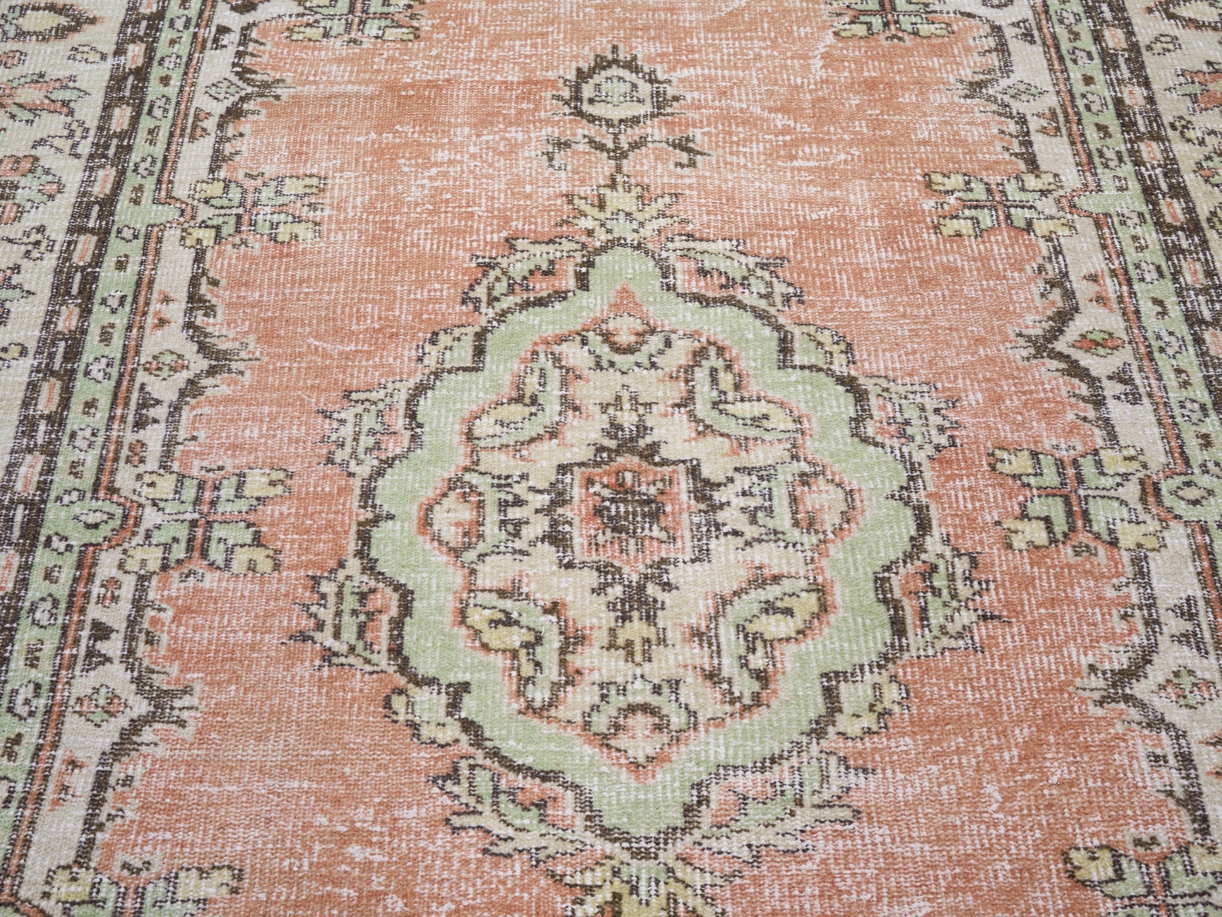 Turkish Manisa area rug in terracotta and cream, view 4 of 10