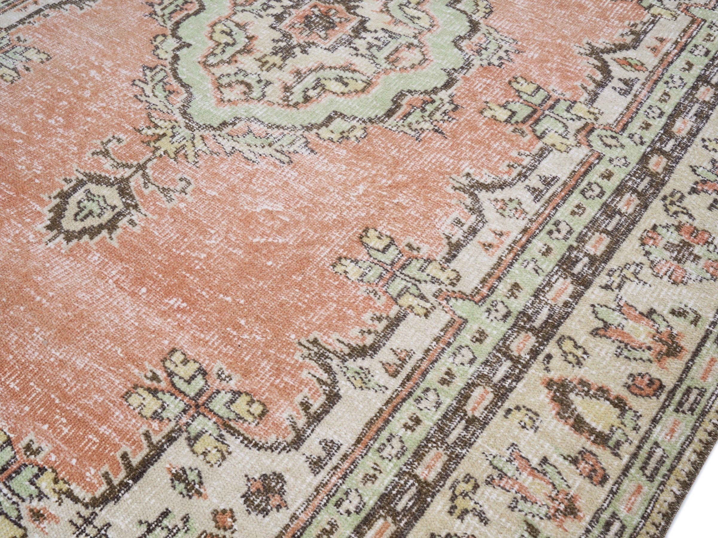 Turkish Manisa area rug in terracotta and cream, view 5 of 10