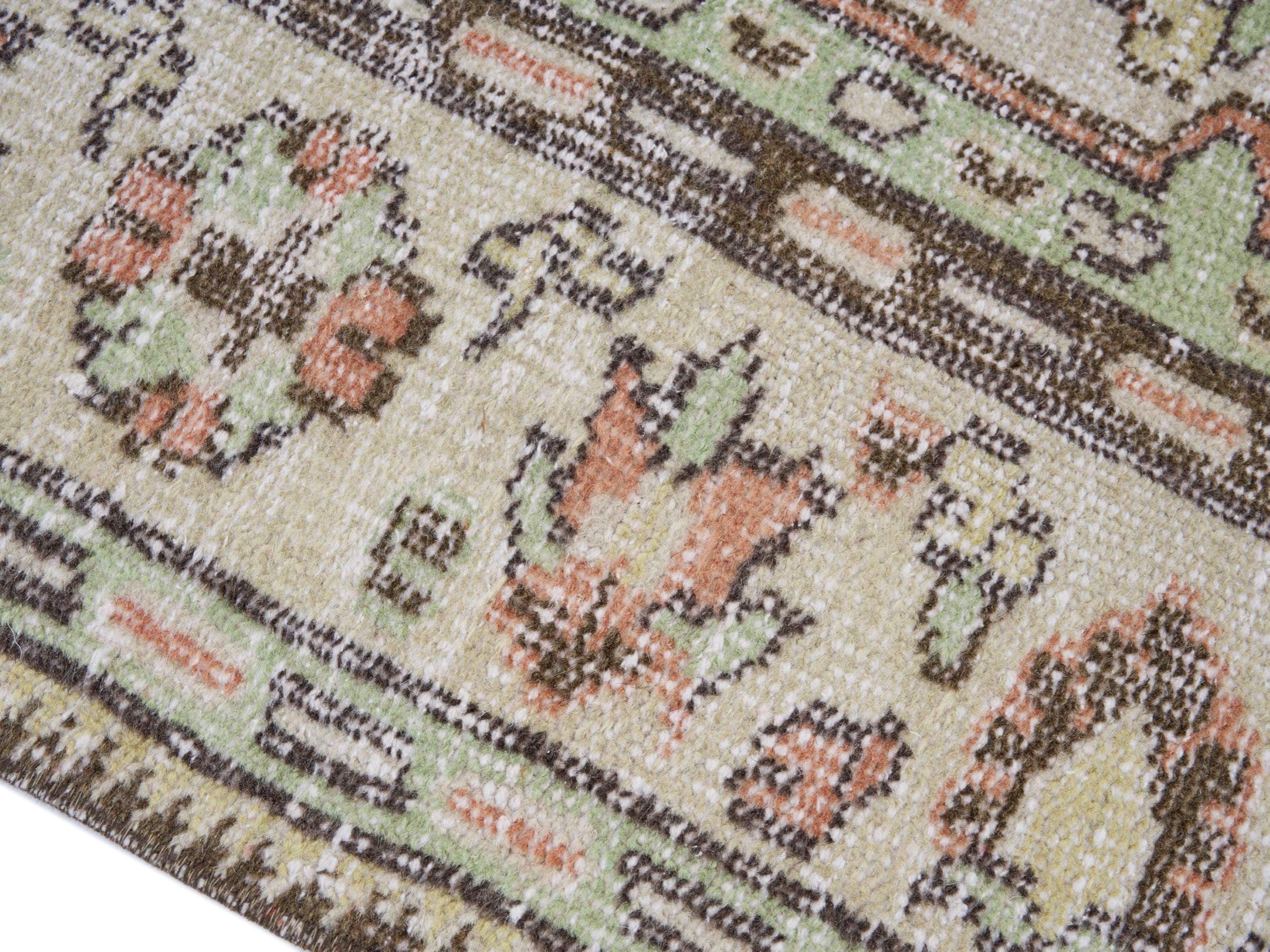 Turkish Manisa area rug in terracotta and cream, view 6 of 10