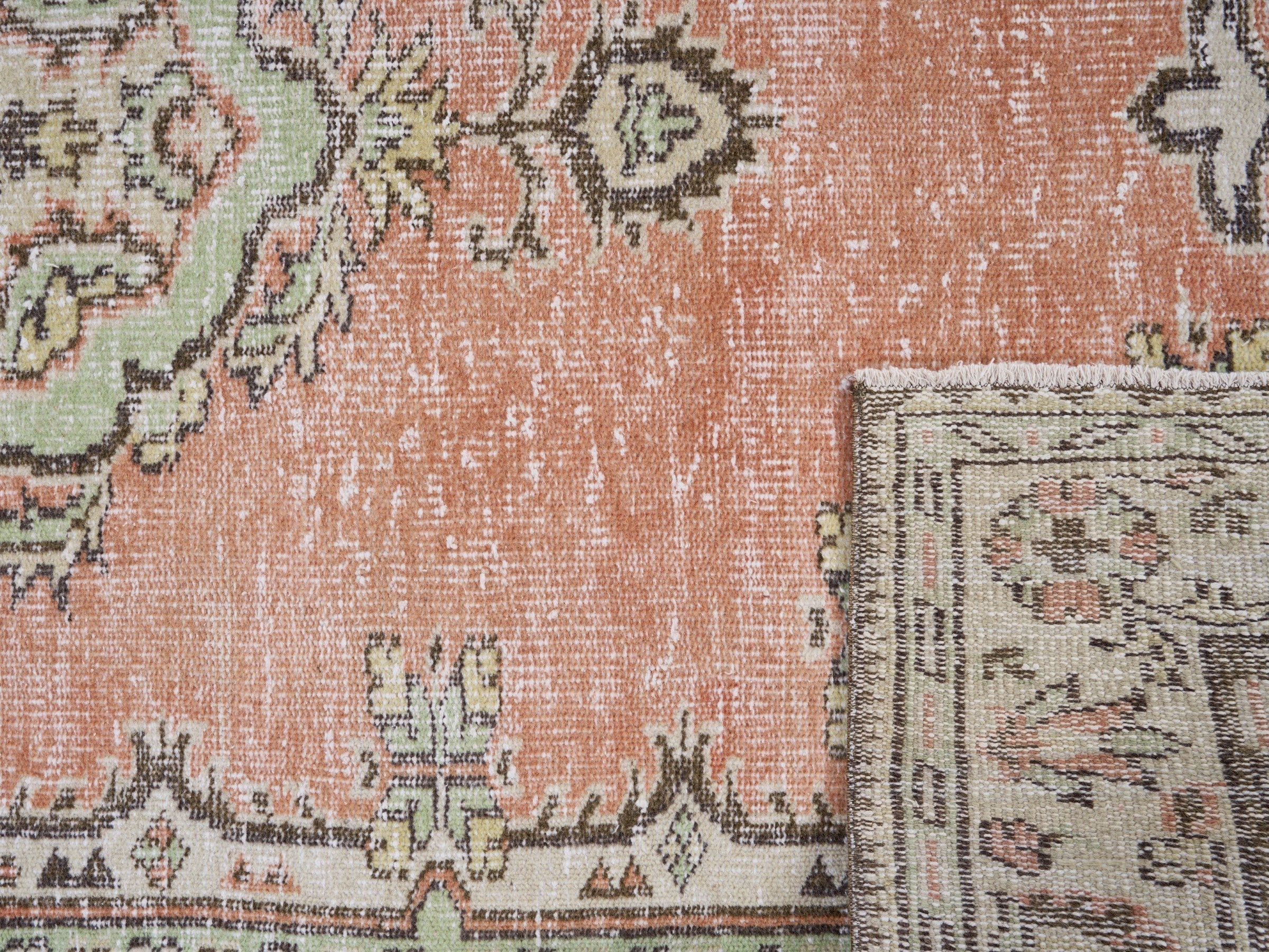 Turkish Manisa area rug in terracotta and cream, view 10 of 10