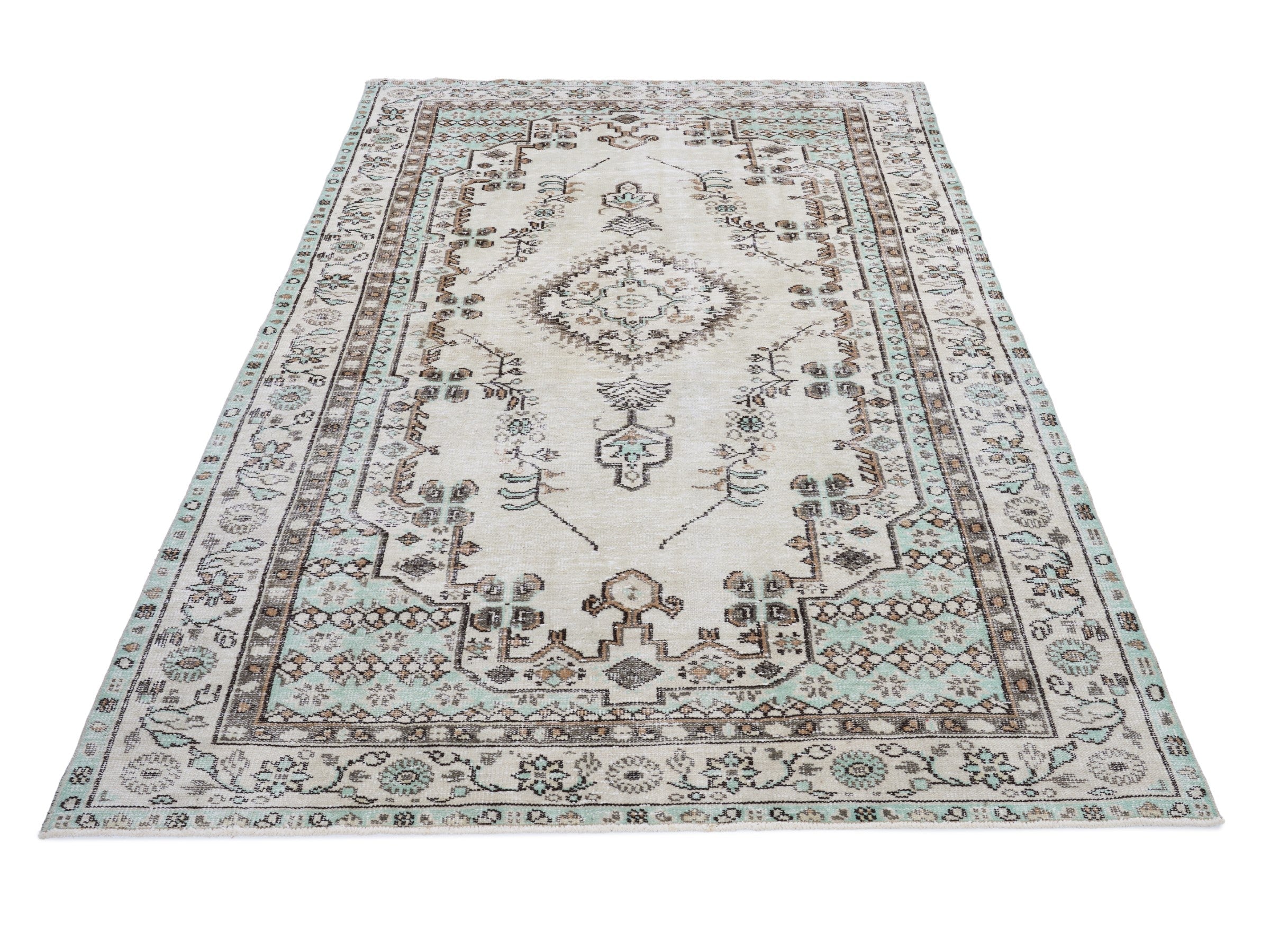 Turkish Manisa oversized rug in cream and taupe, view 2 of 9