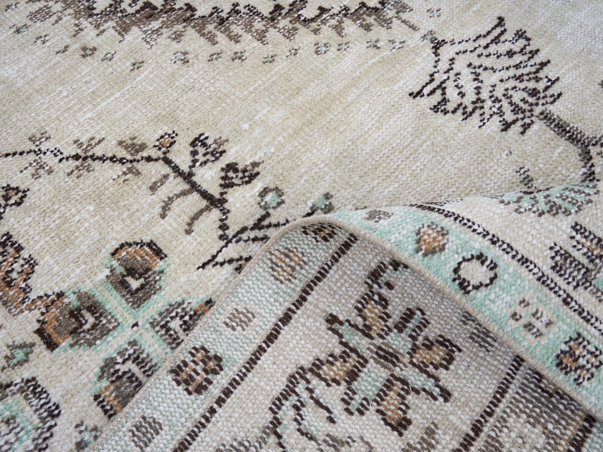Turkish Manisa oversized rug in cream and taupe, view 8 of 9