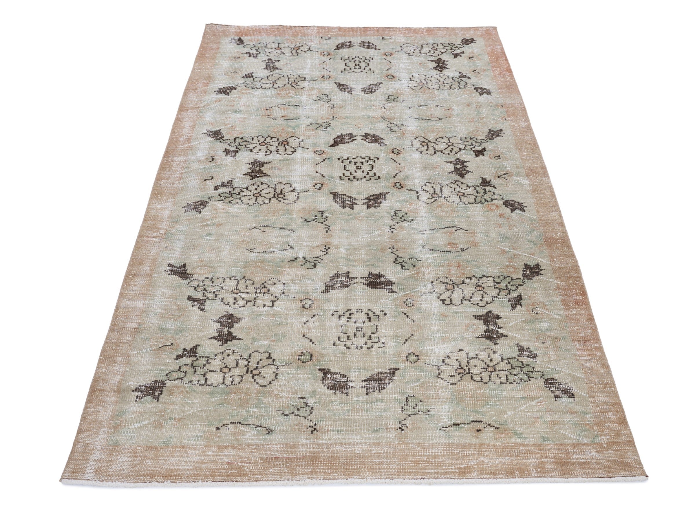 Turkish Manisa area rug in taupe and greige, view 2 of 10