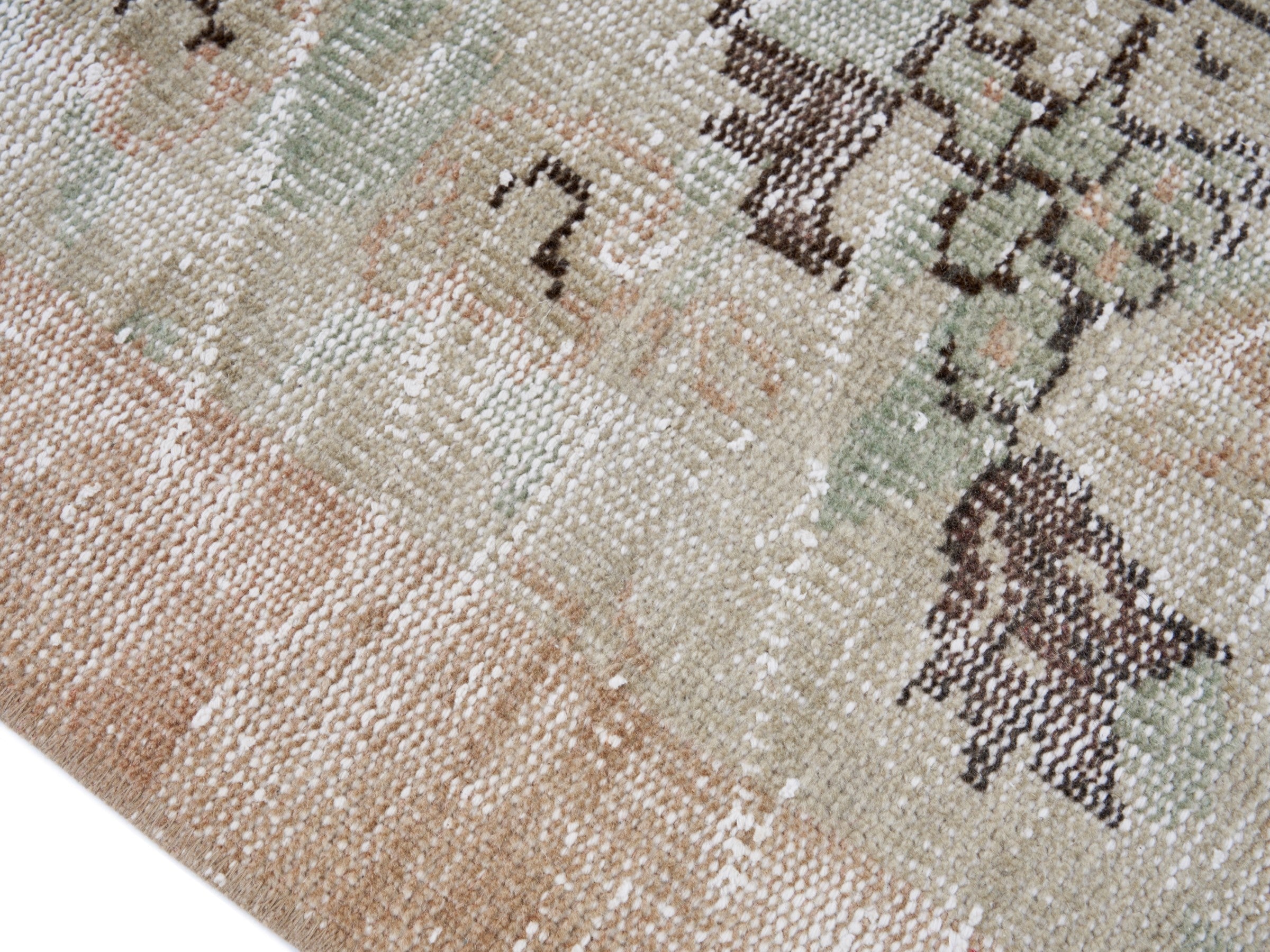 Turkish Manisa area rug in taupe and greige, view 6 of 10