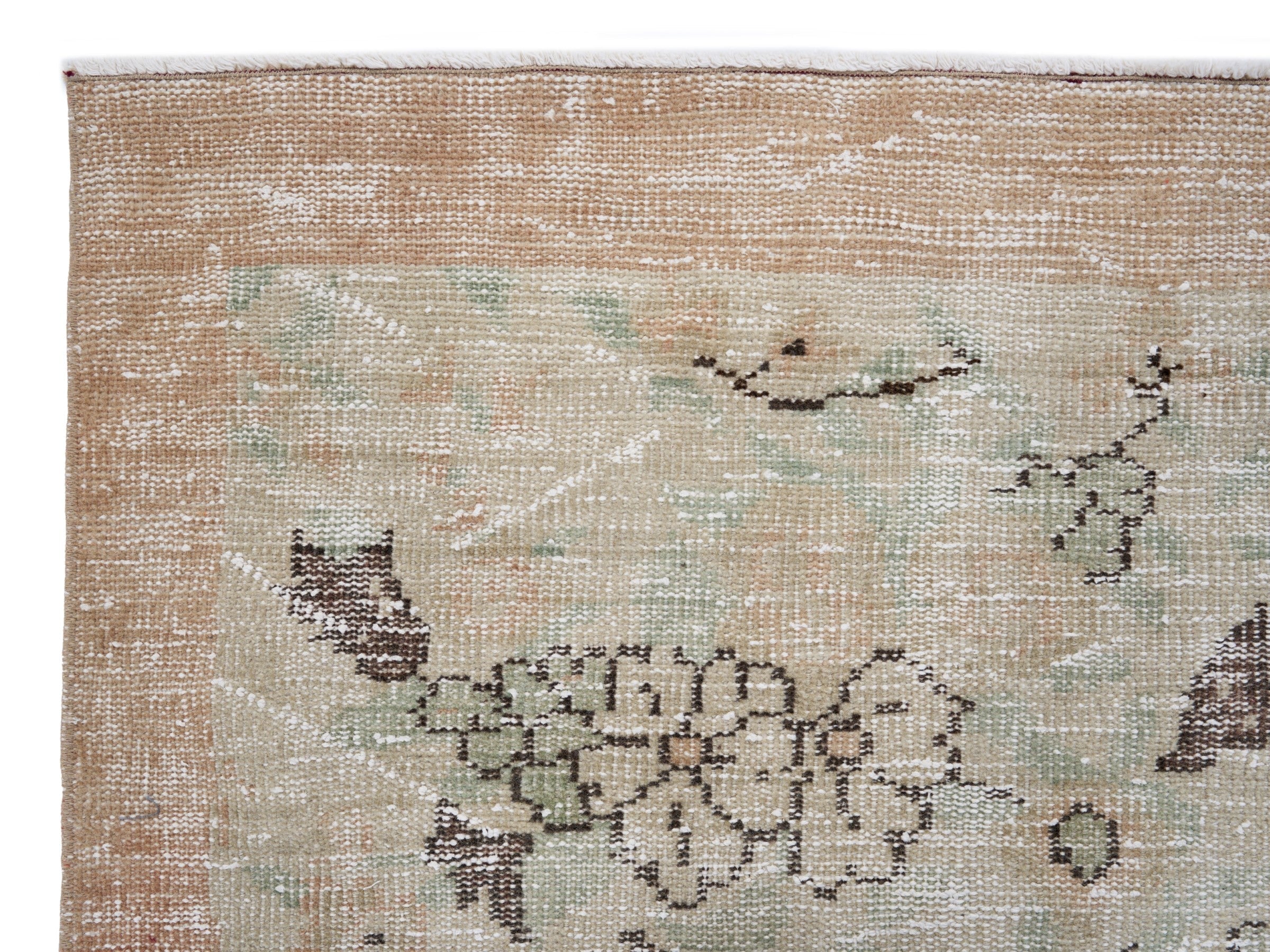 Turkish Manisa area rug in taupe and greige, view 8 of 10