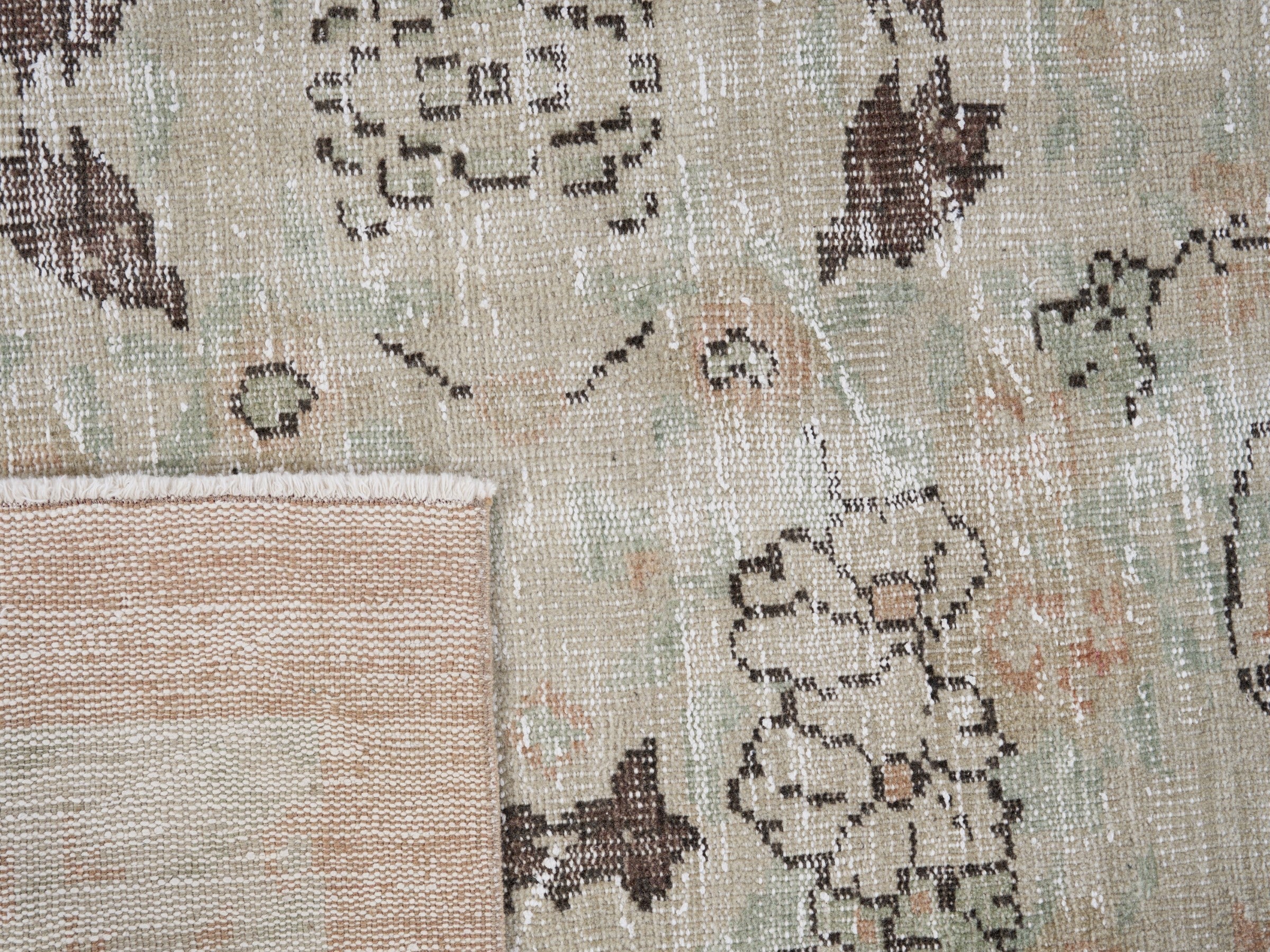 Turkish Manisa area rug in taupe and greige, view 10 of 10