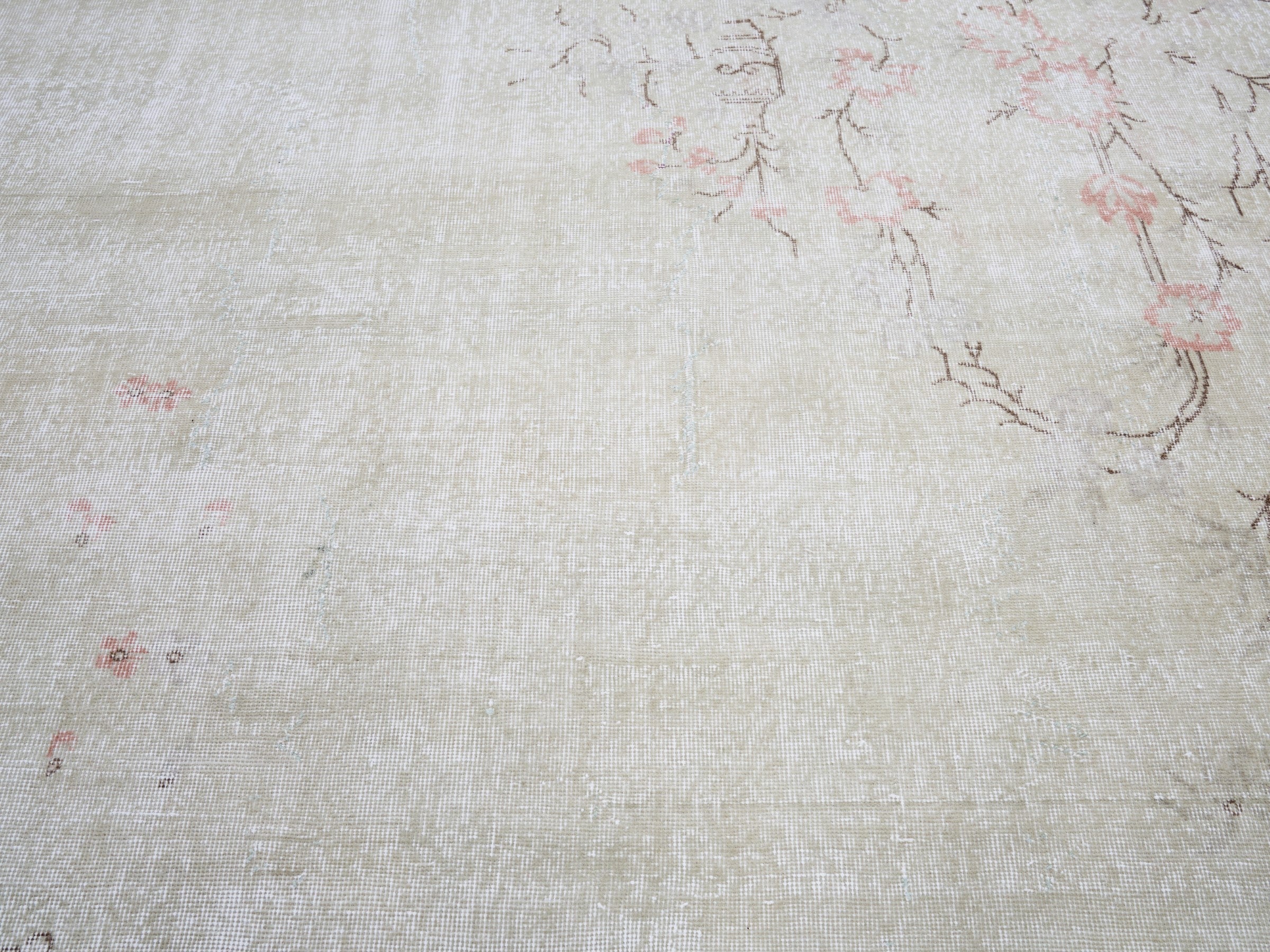 Turkish Isparta area rug in cream and muted pink, view 4 of 10