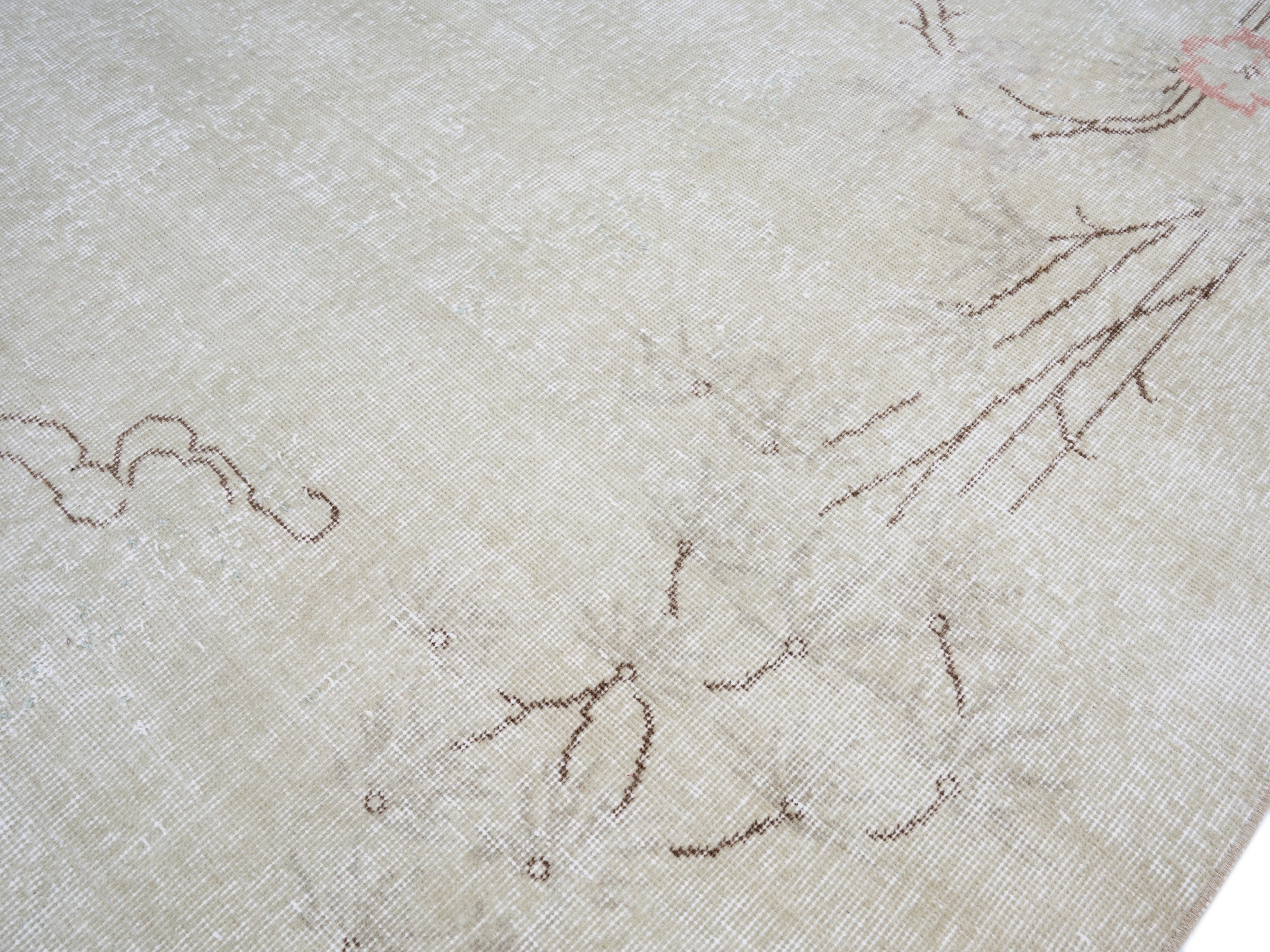 Turkish Isparta area rug in cream and muted pink, view 5 of 10
