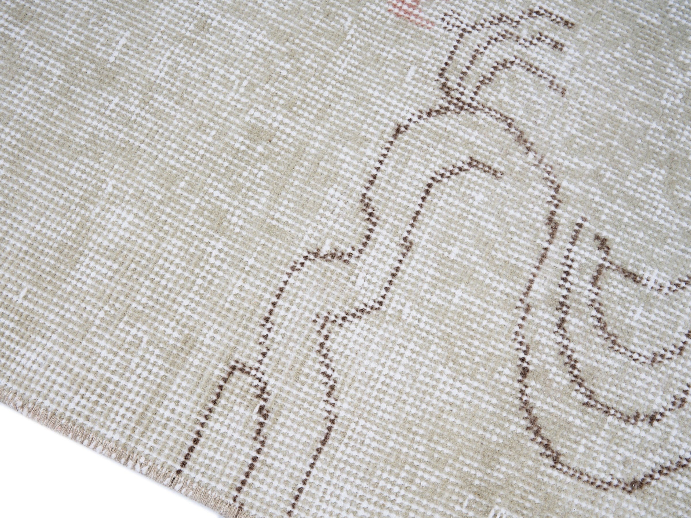 Turkish Isparta area rug in cream and muted pink, view 6 of 10