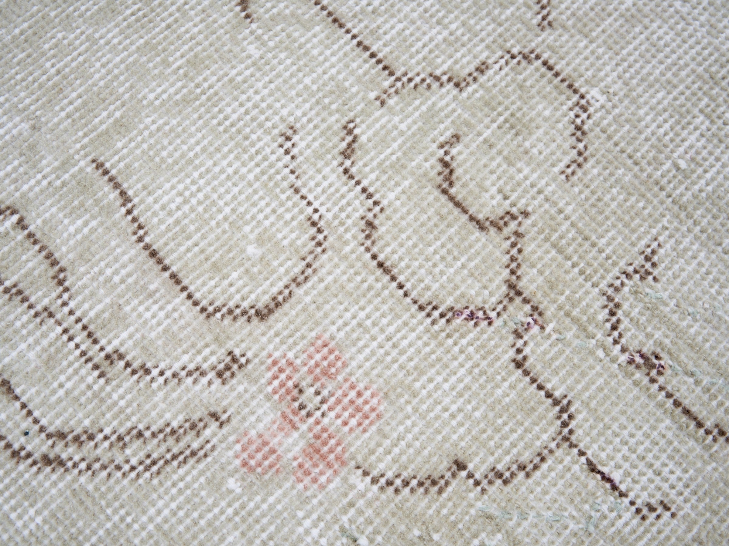 Turkish Isparta area rug in cream and muted pink, view 7 of 10
