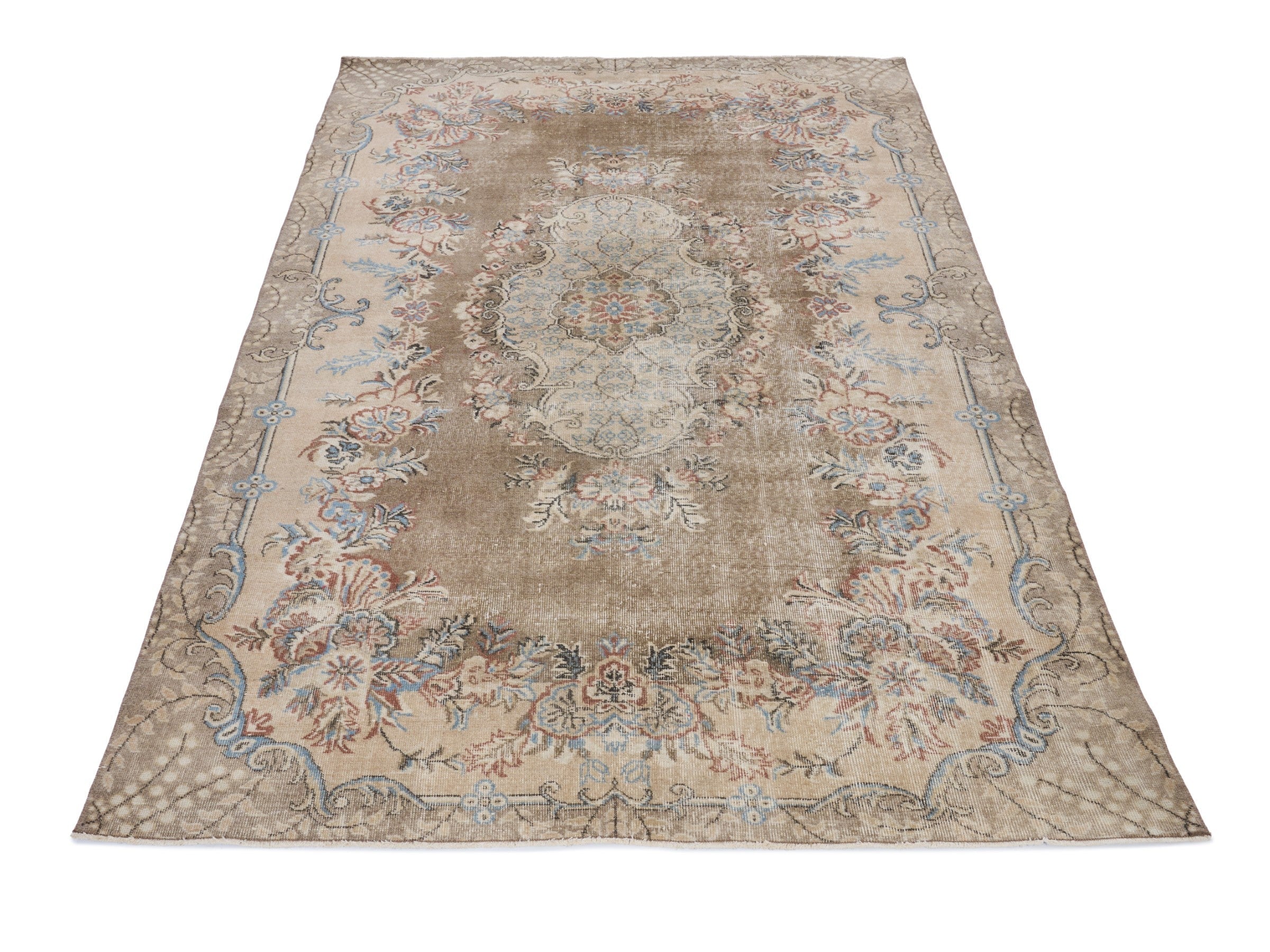 Turkish Isparta area rug in taupe and greige, view 2 of 10