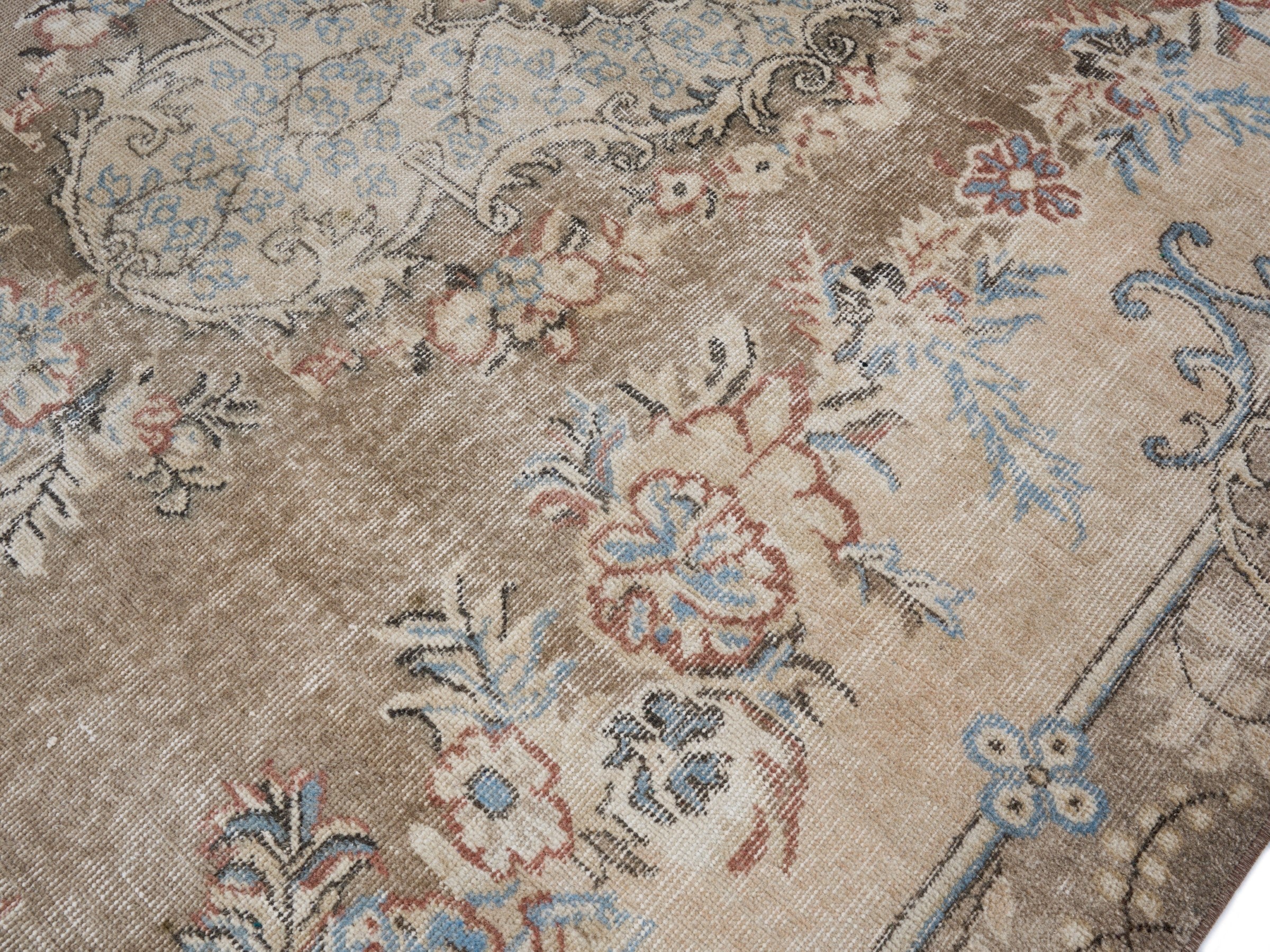 Turkish Isparta area rug in taupe and greige, view 5 of 10