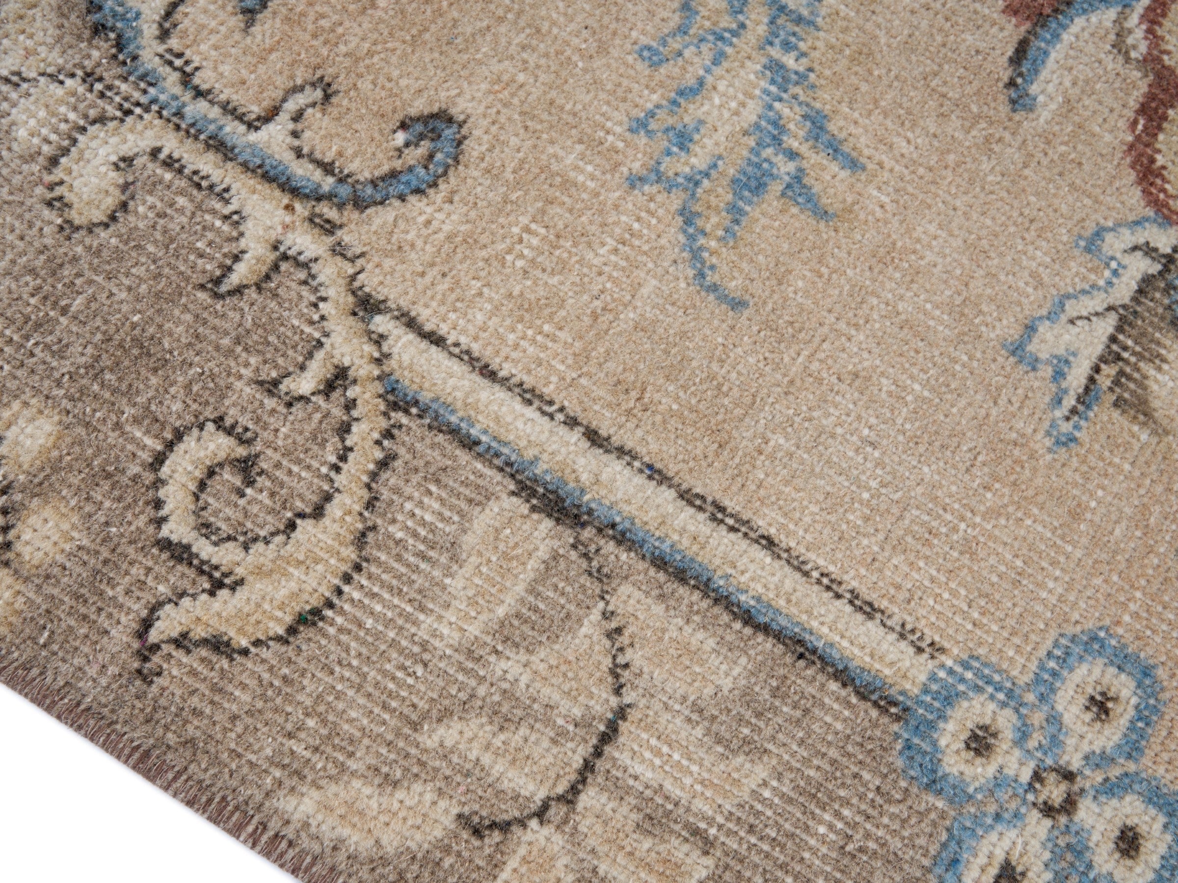 Turkish Isparta area rug in taupe and greige, view 6 of 10