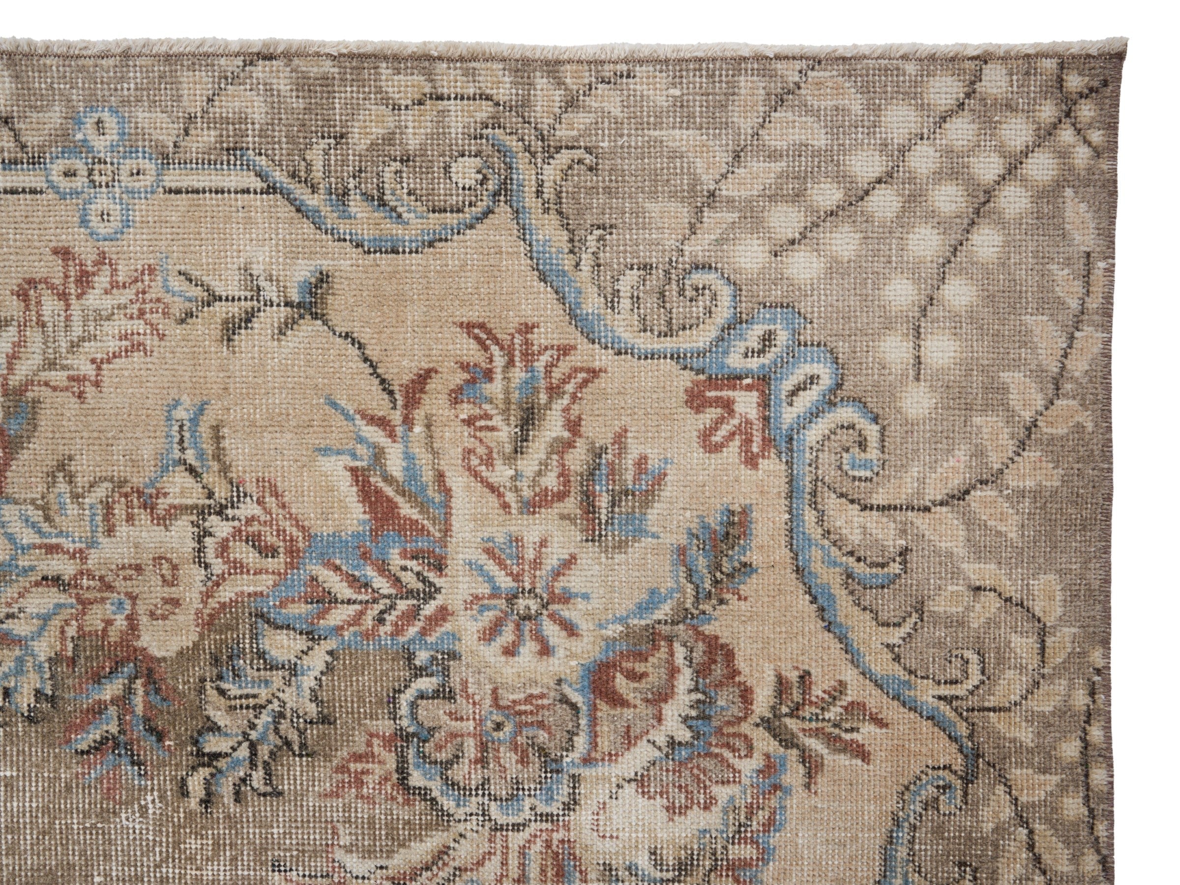 Turkish Isparta area rug in taupe and greige, view 8 of 10