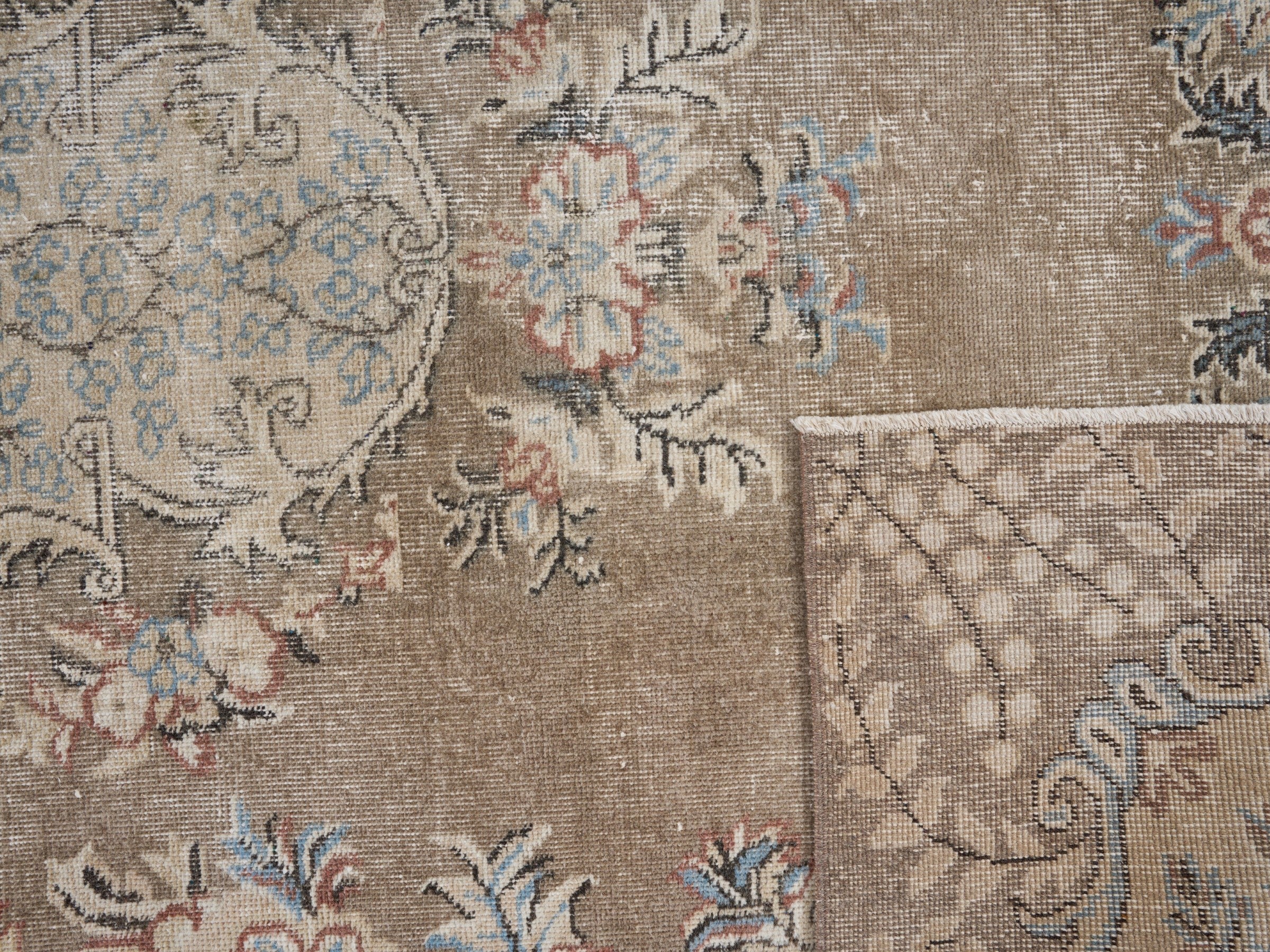 Turkish Isparta area rug in taupe and greige, view 10 of 10