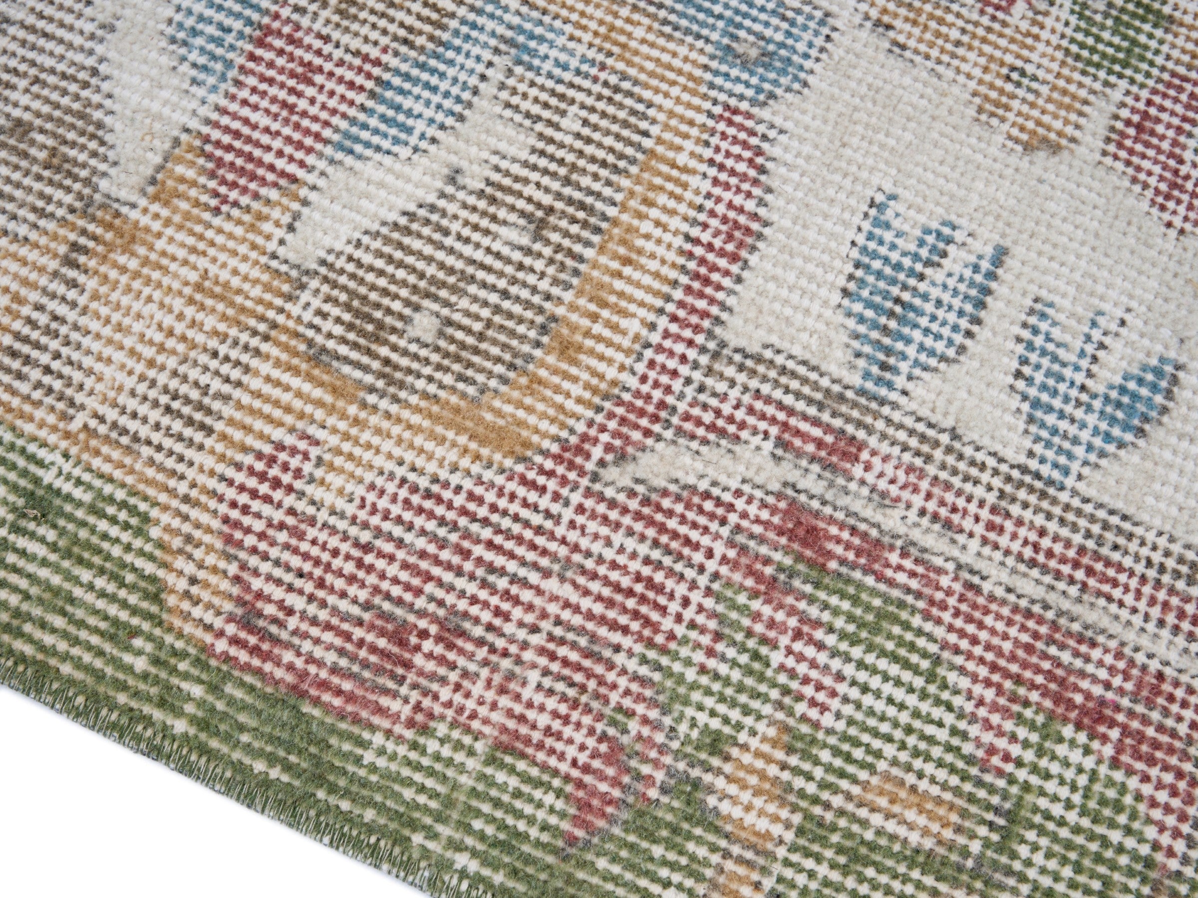 Turkish Isparta area rug in cream and rose, view 6 of 10