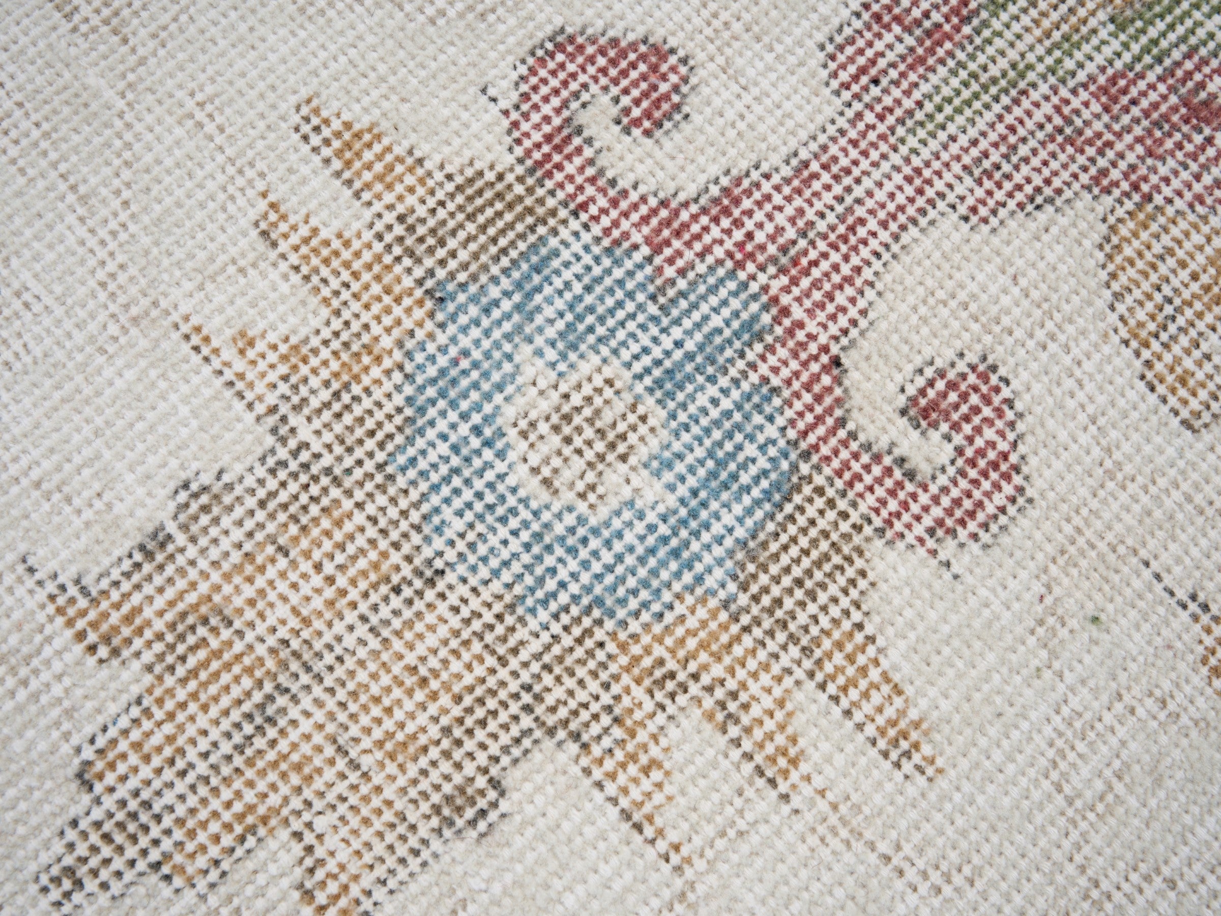 Turkish Isparta area rug in cream and rose, view 7 of 10
