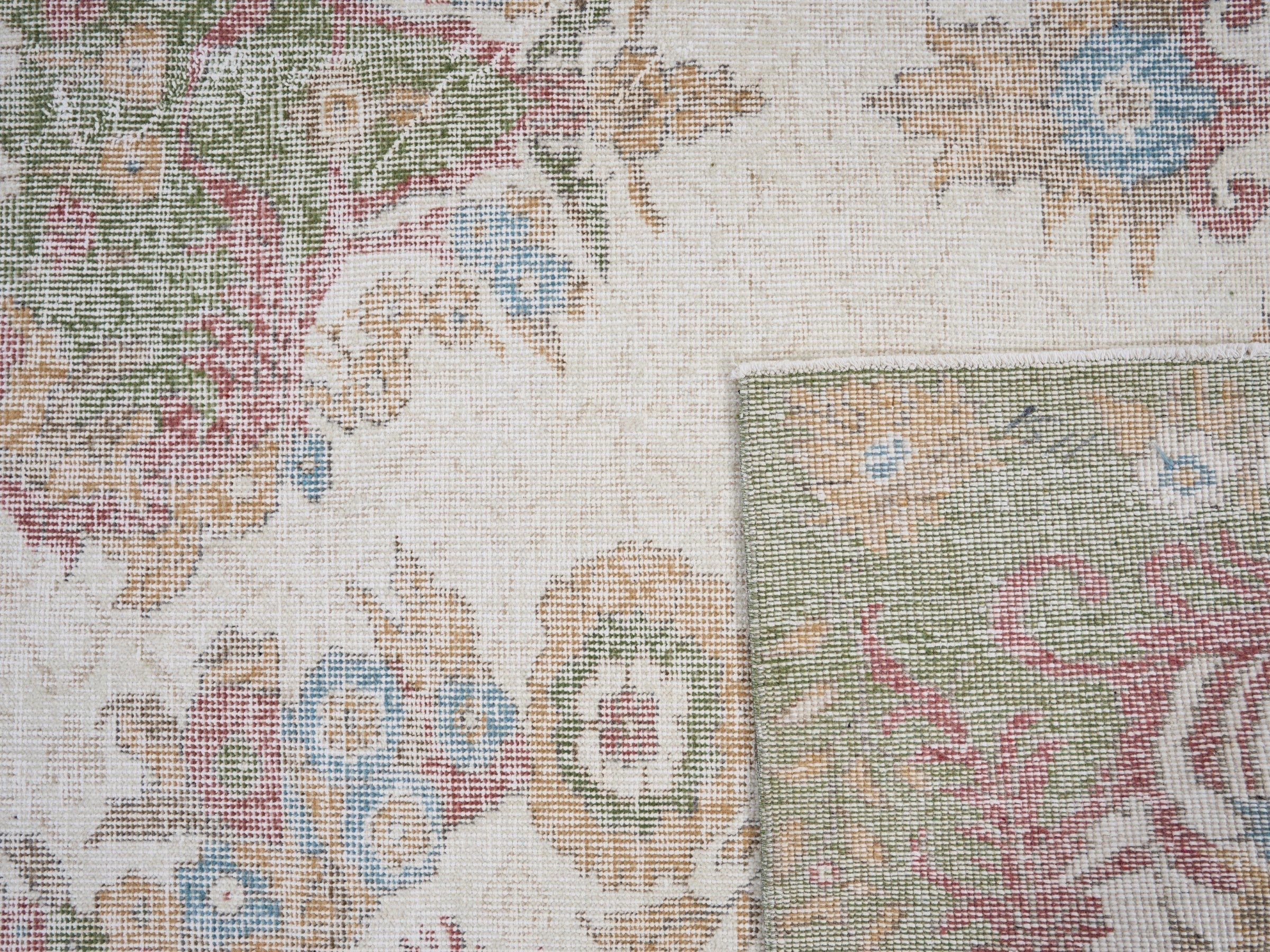 Turkish Isparta area rug in cream and rose, view 10 of 10