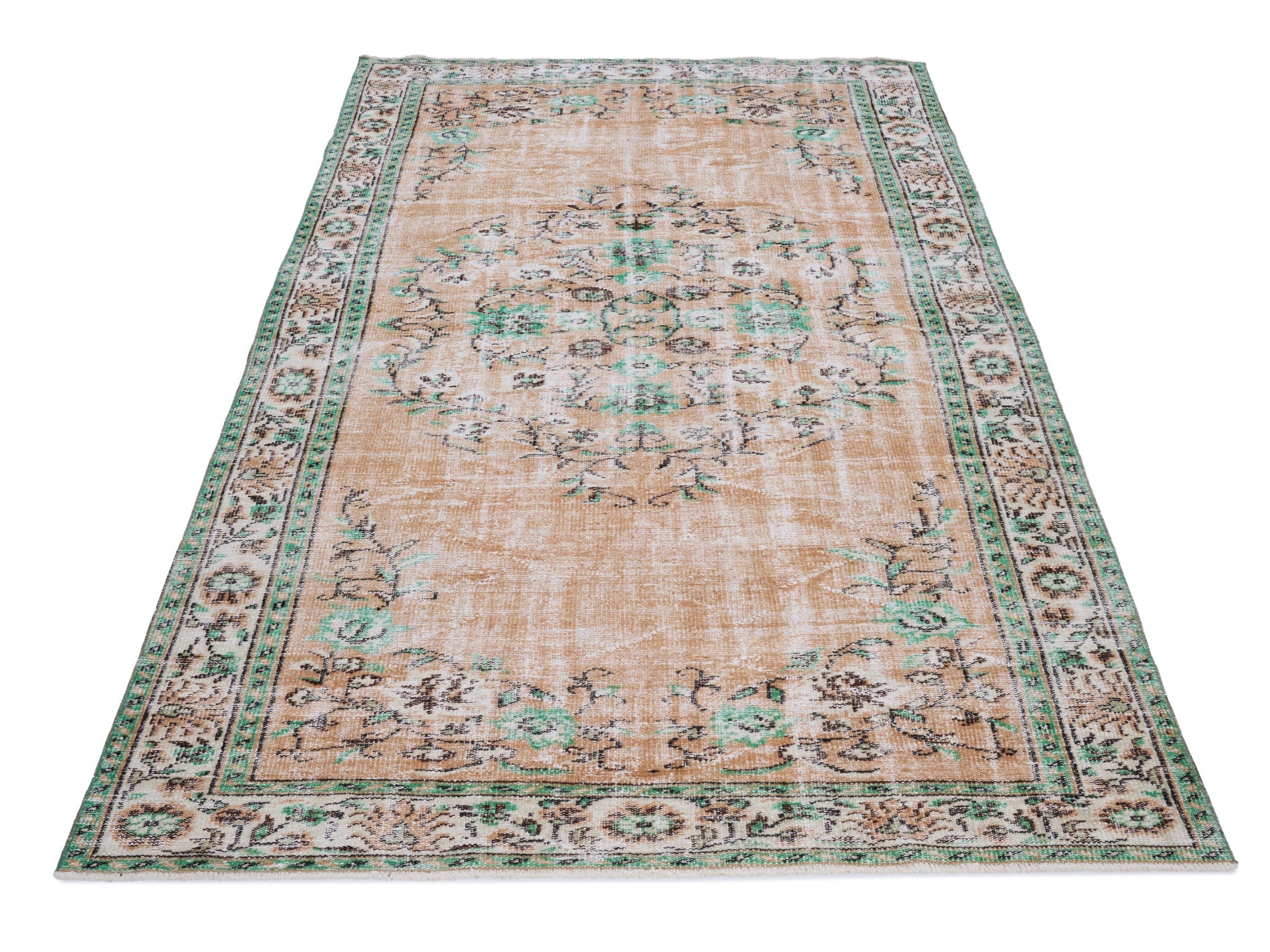 Turkish Manisa area rug in tan and cream, view 2 of 10